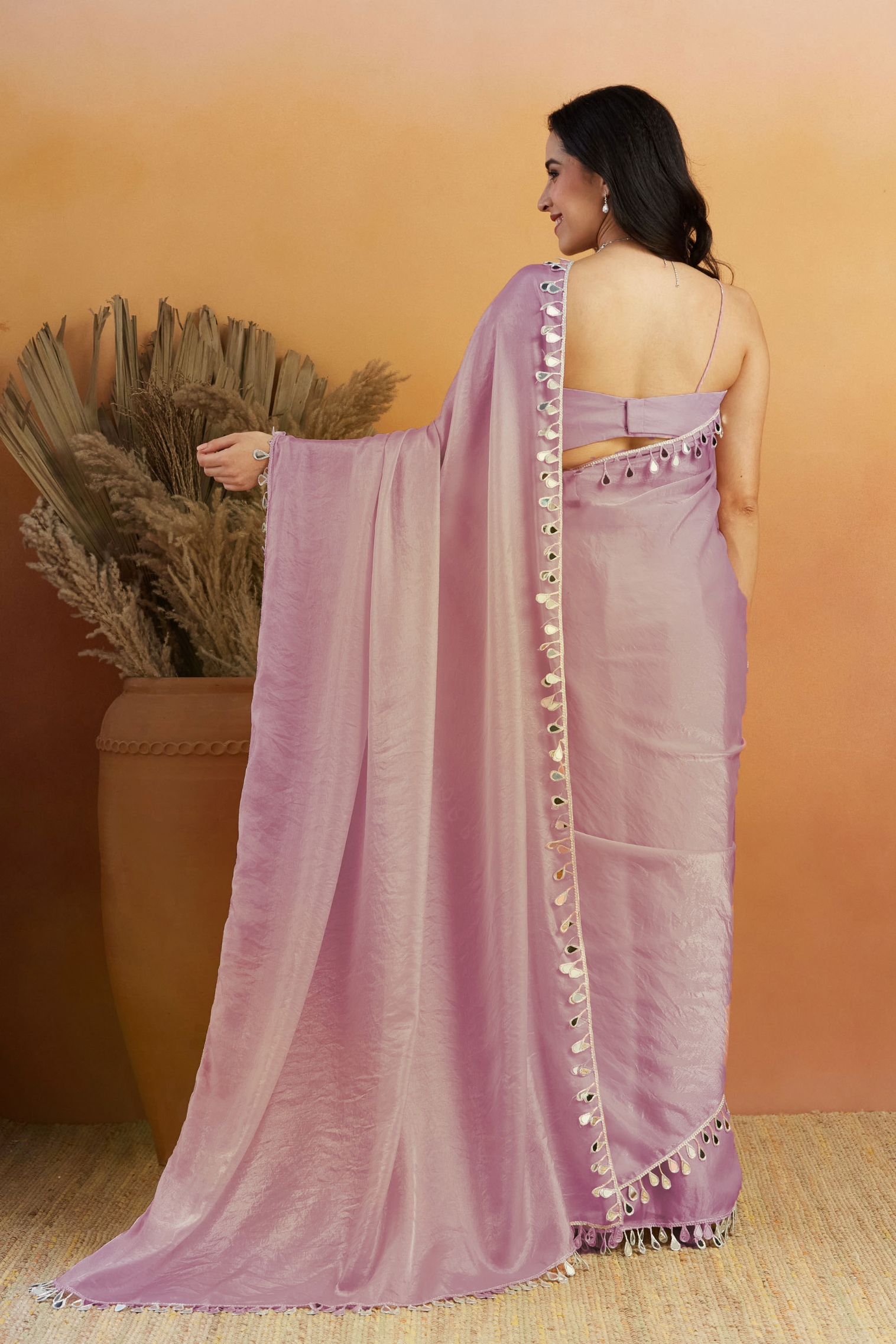 Light Purple Botanical Lace Ready To Wear Saree — alternate view