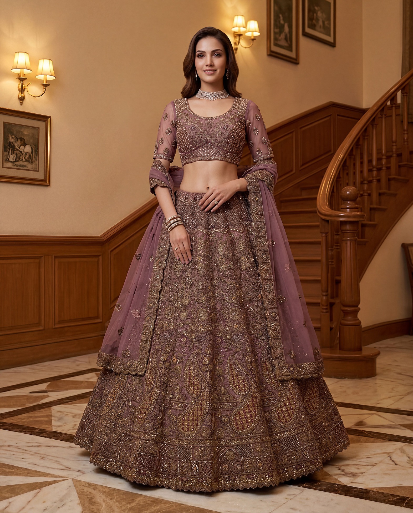 Light Purple Designer Net Lehenga Choli