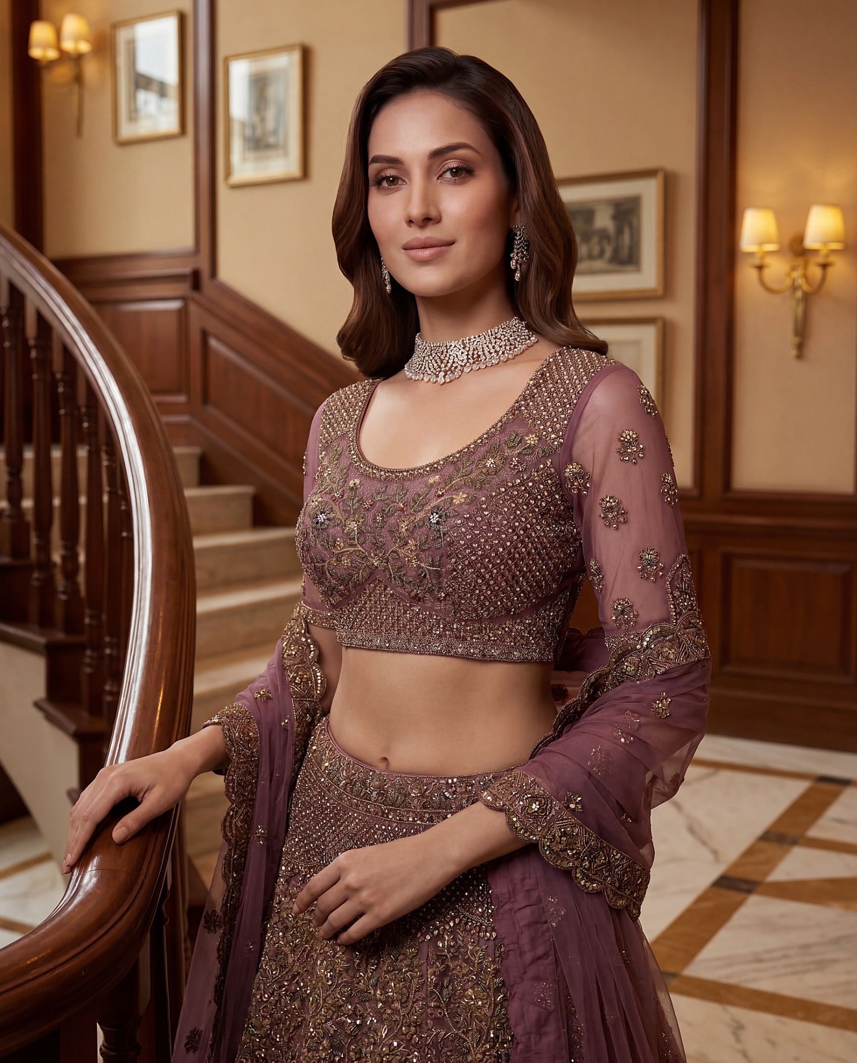 Light Purple Designer Net Lehenga Choli