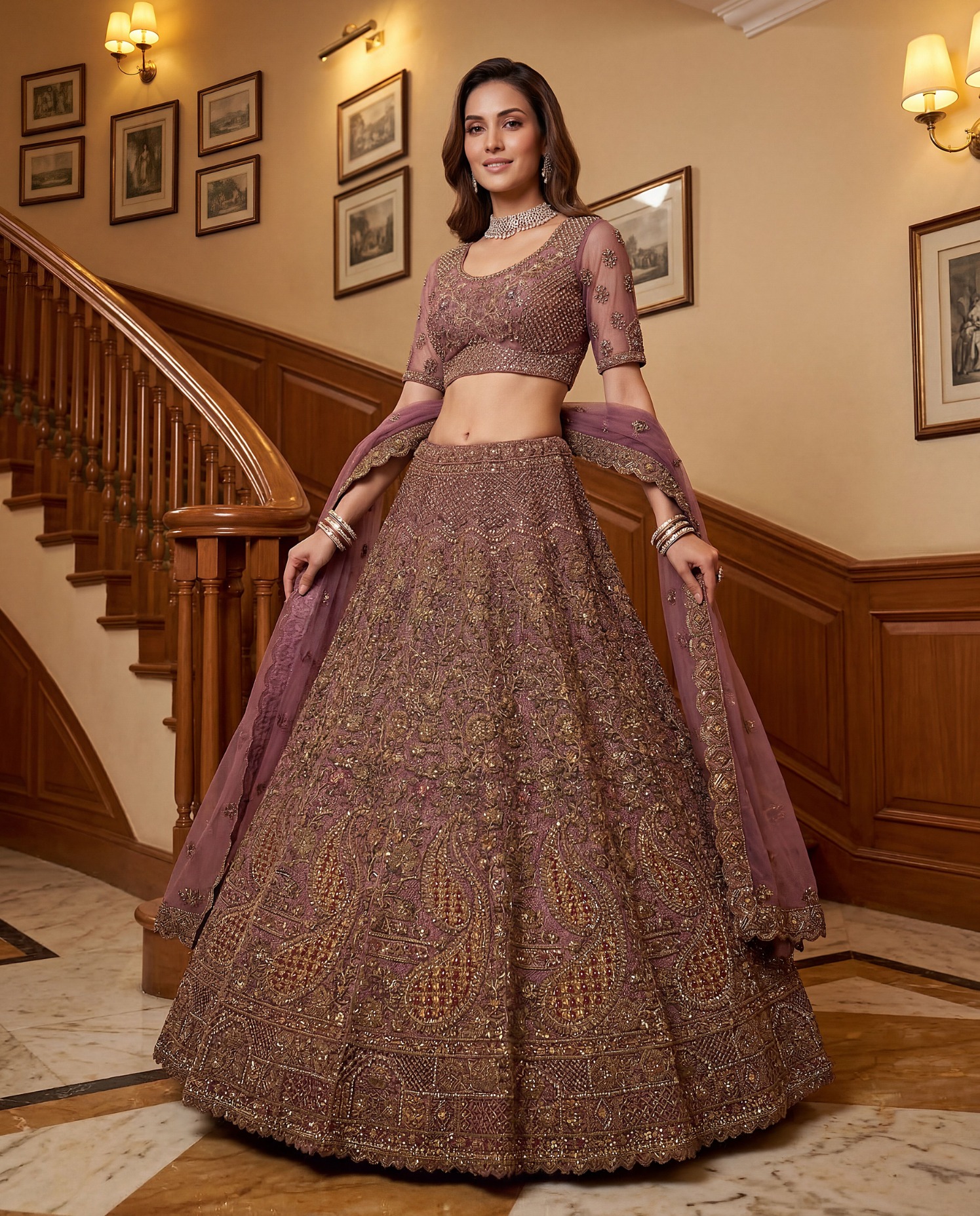 Light Purple Designer Net Lehenga Choli