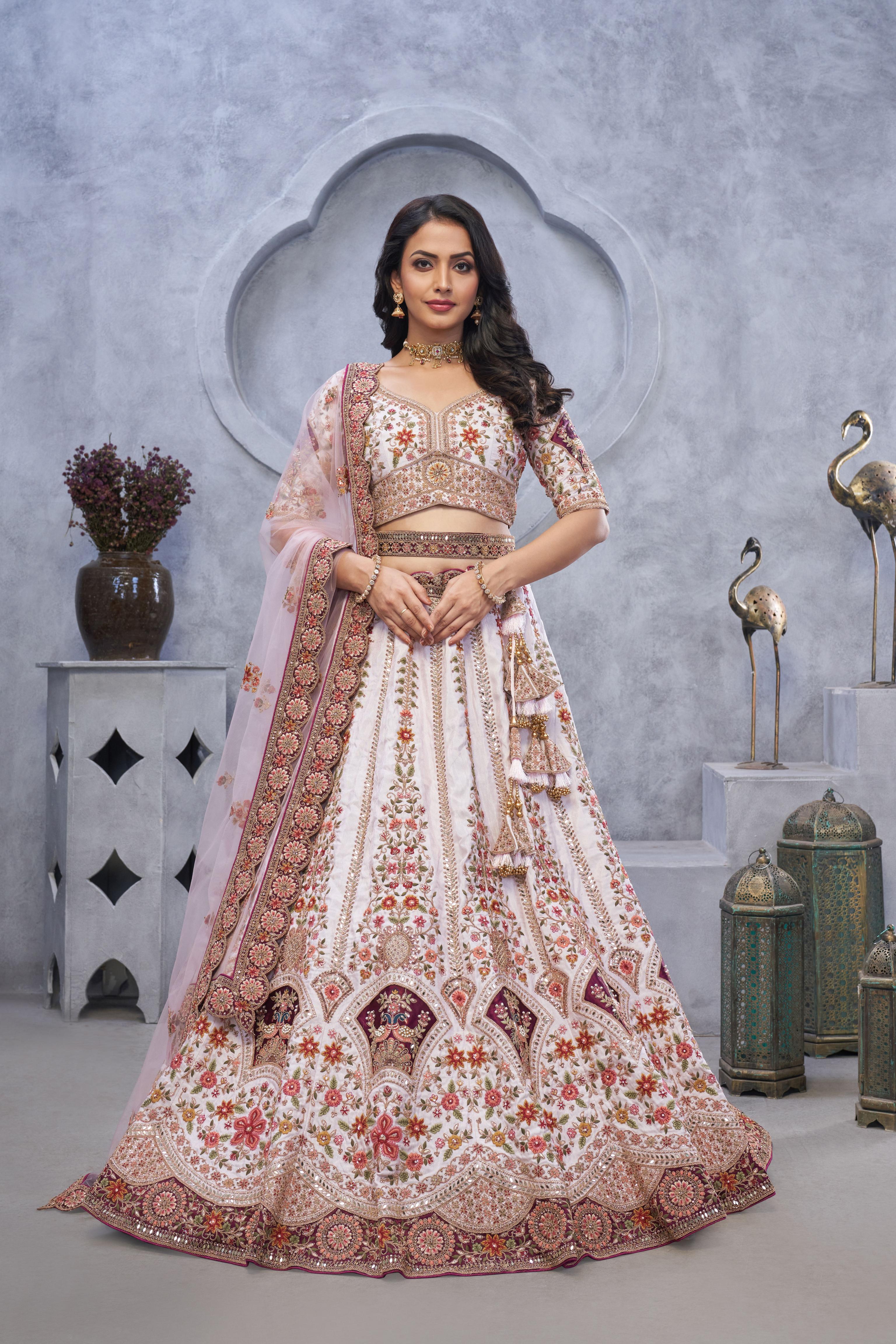 Light Purple Organza Wedding Lehenga