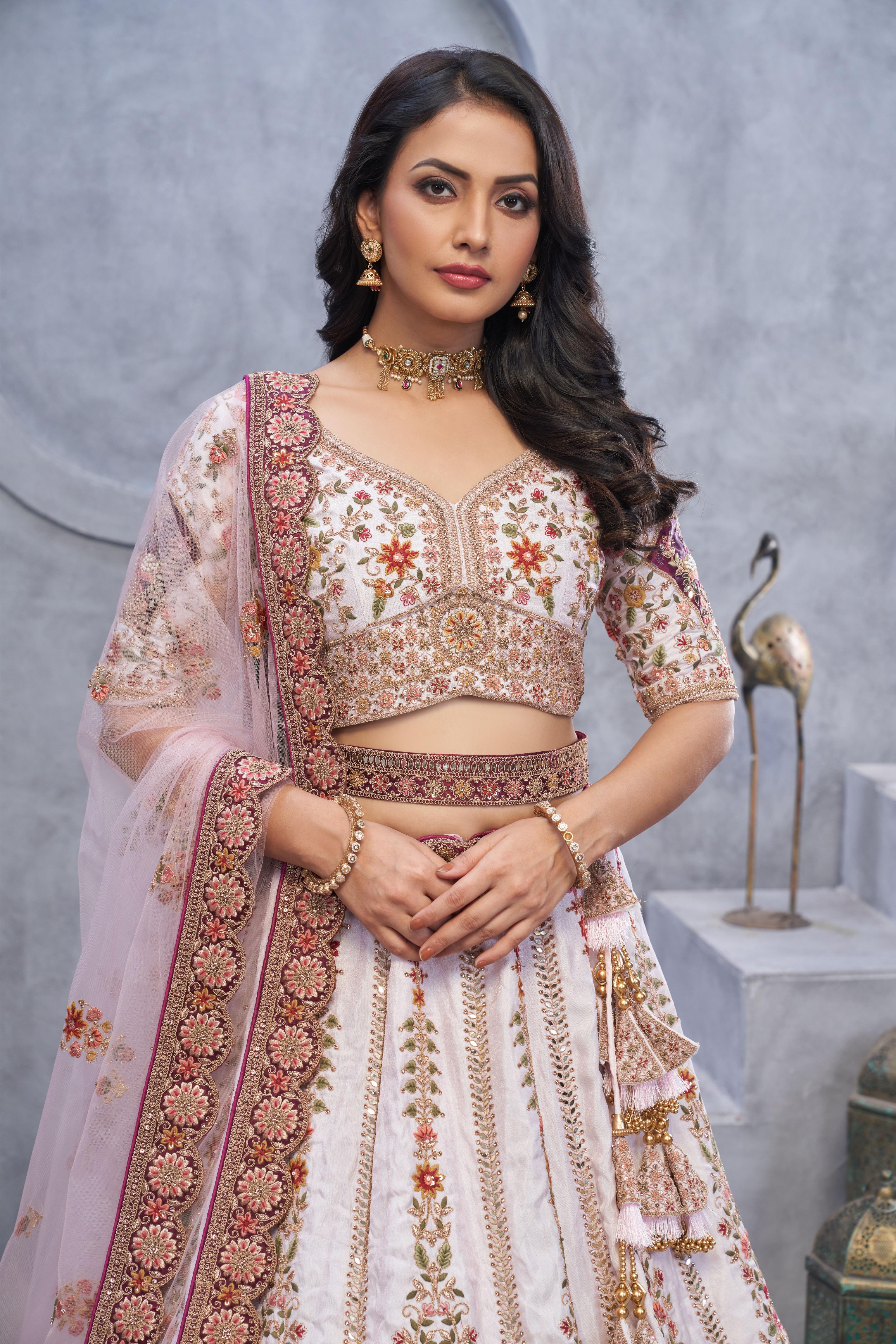 Light Purple Organza Wedding Lehenga