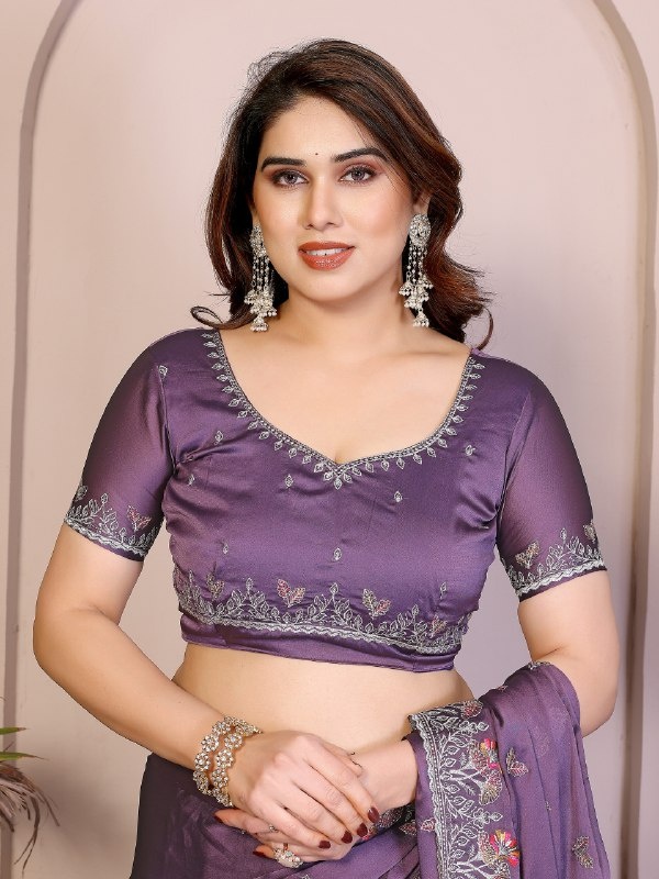 Light Purple Rangoli Silk Floral Embroidered Fluid Saree
