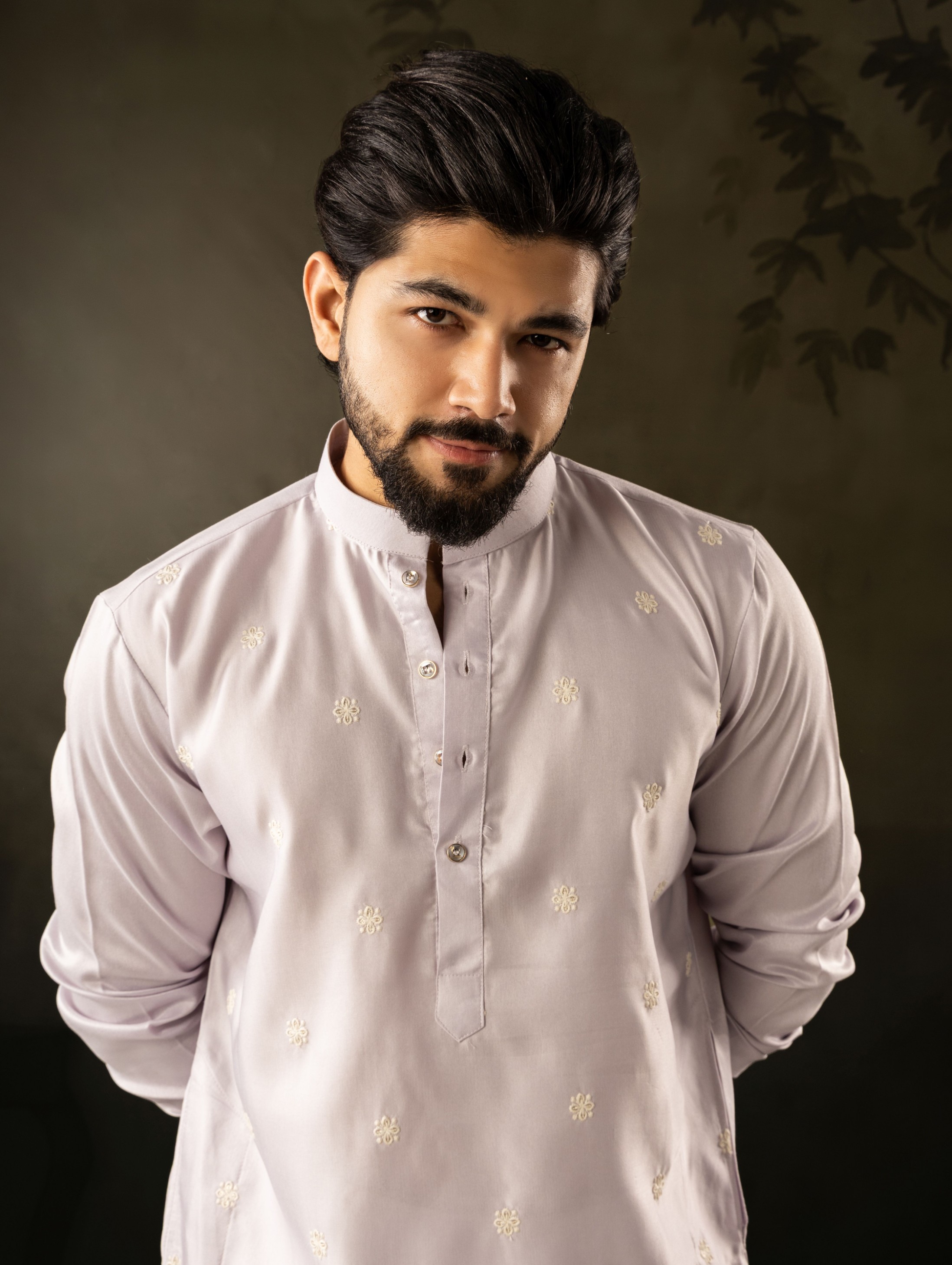 Light Purple Rayon Embroidered Kurta Pyjama