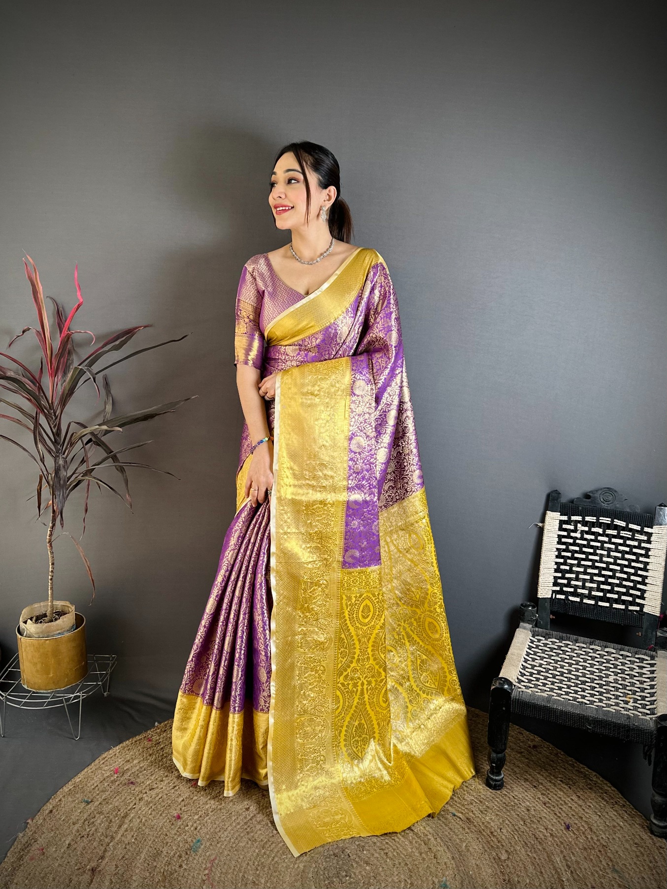 Light Purple Royal Jacquard Kanchipuram Silk Saree