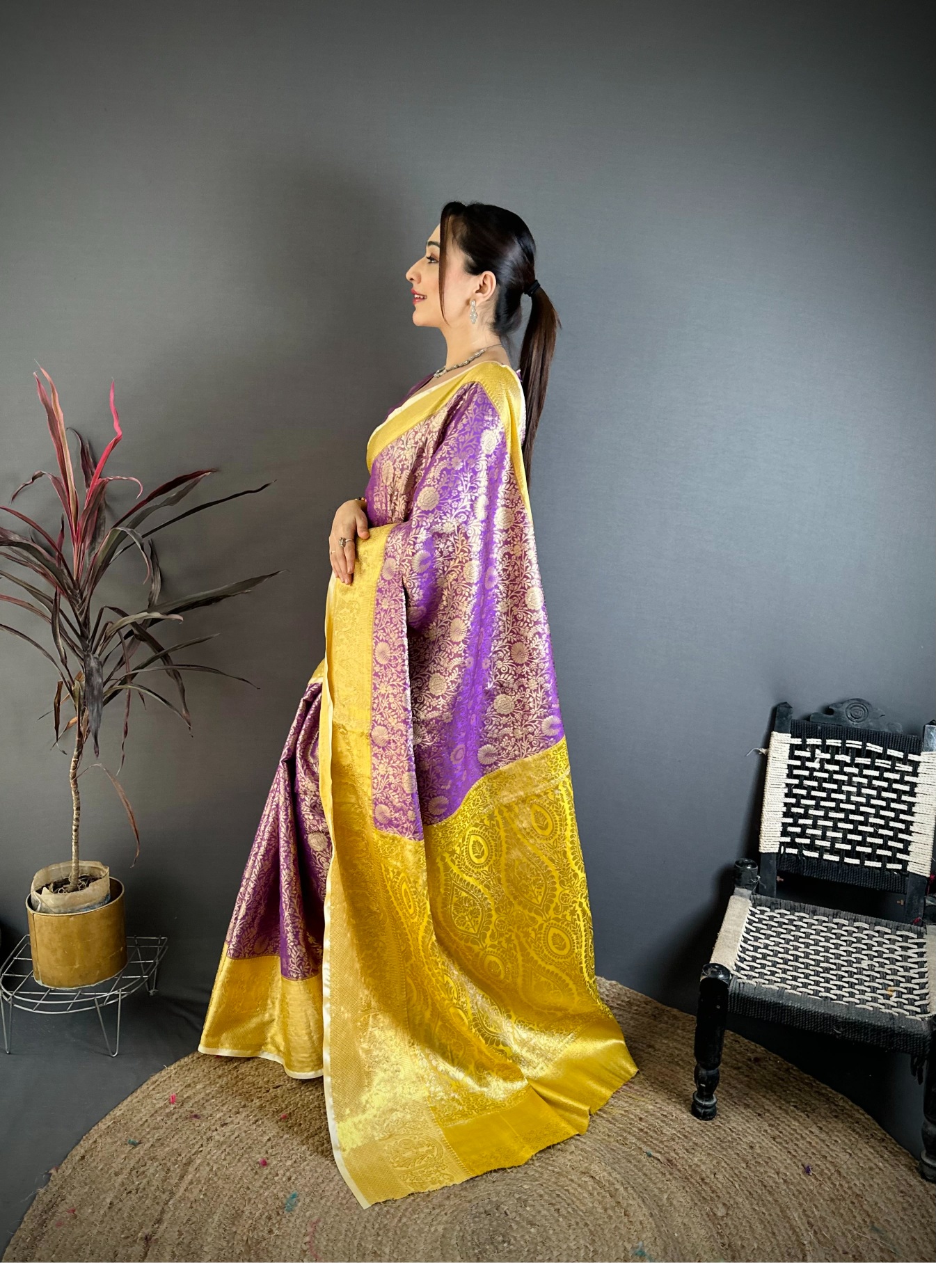 Light Purple Royal Jacquard Kanchipuram Silk Saree