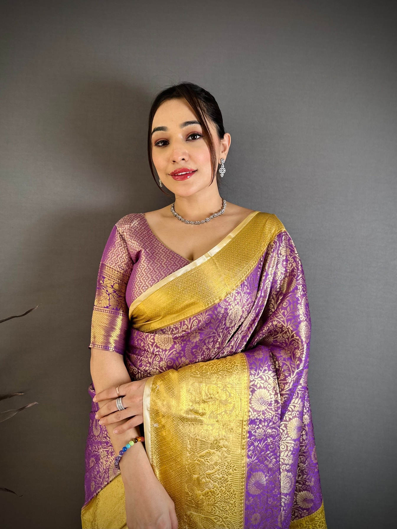 Light Purple Royal Jacquard Kanchipuram Silk Saree