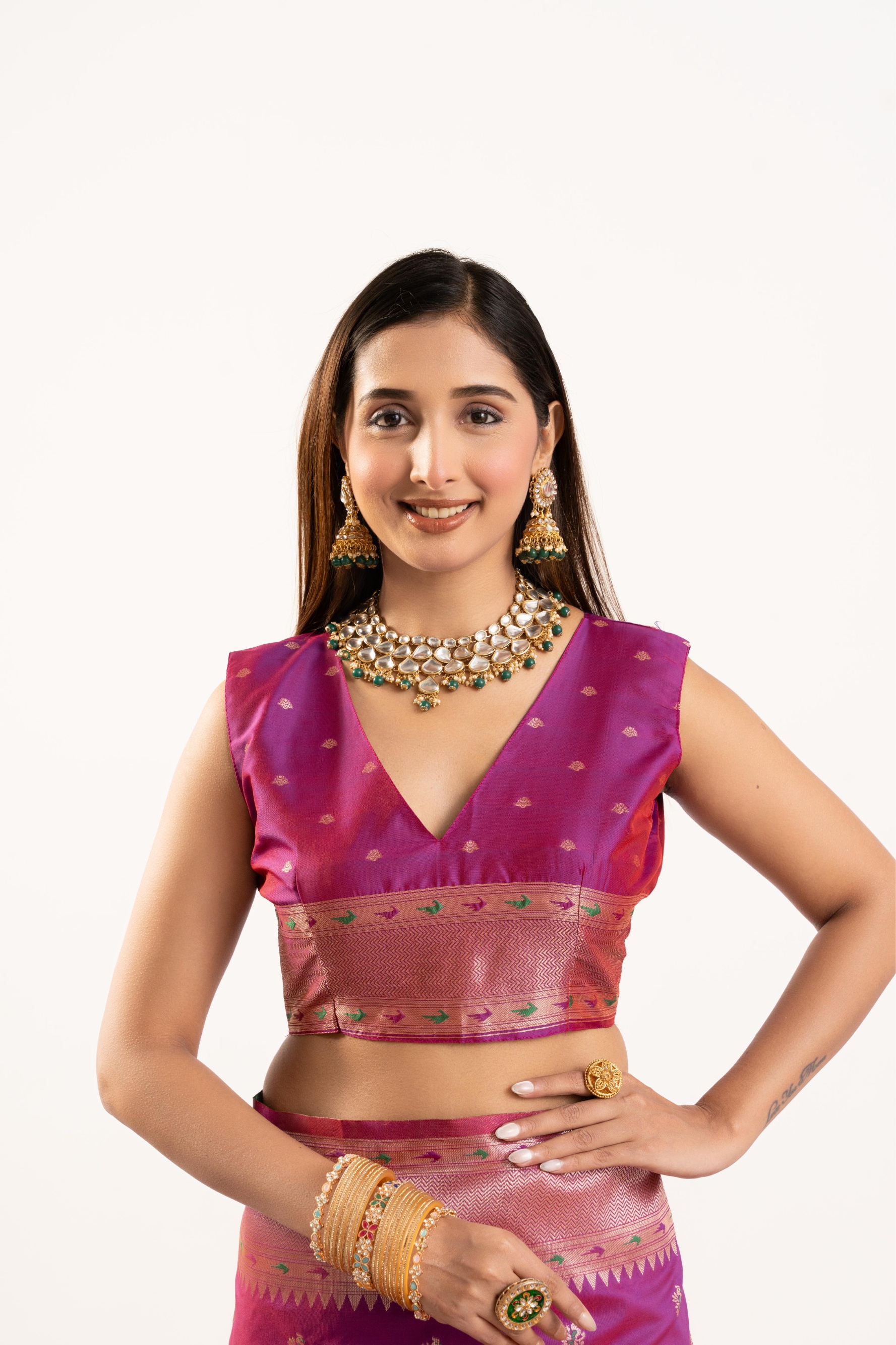 Magenta Banarasi Silk Woven Meenakari Paithani Saree