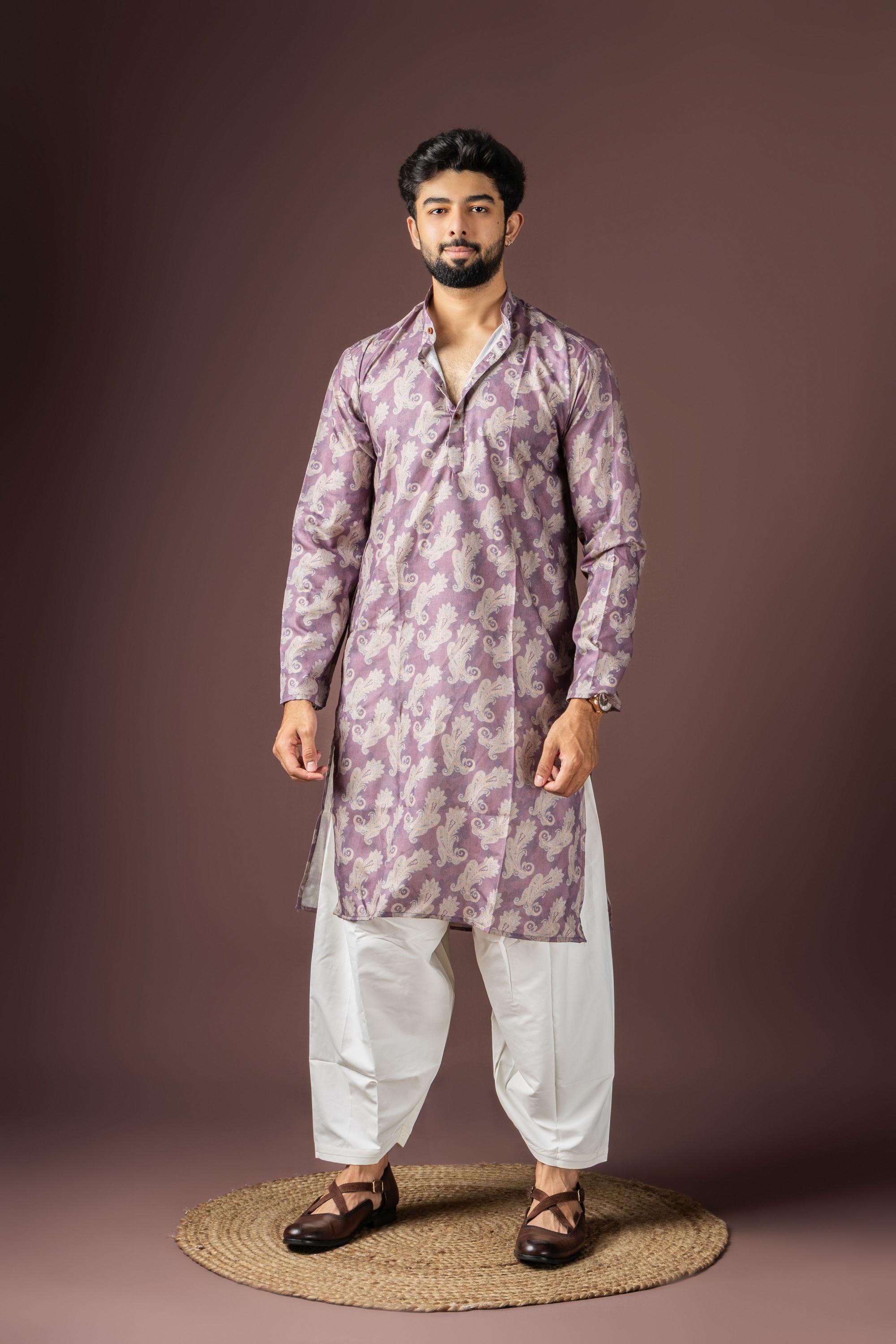 Magenta Blended Cotton Kurta Pyjama