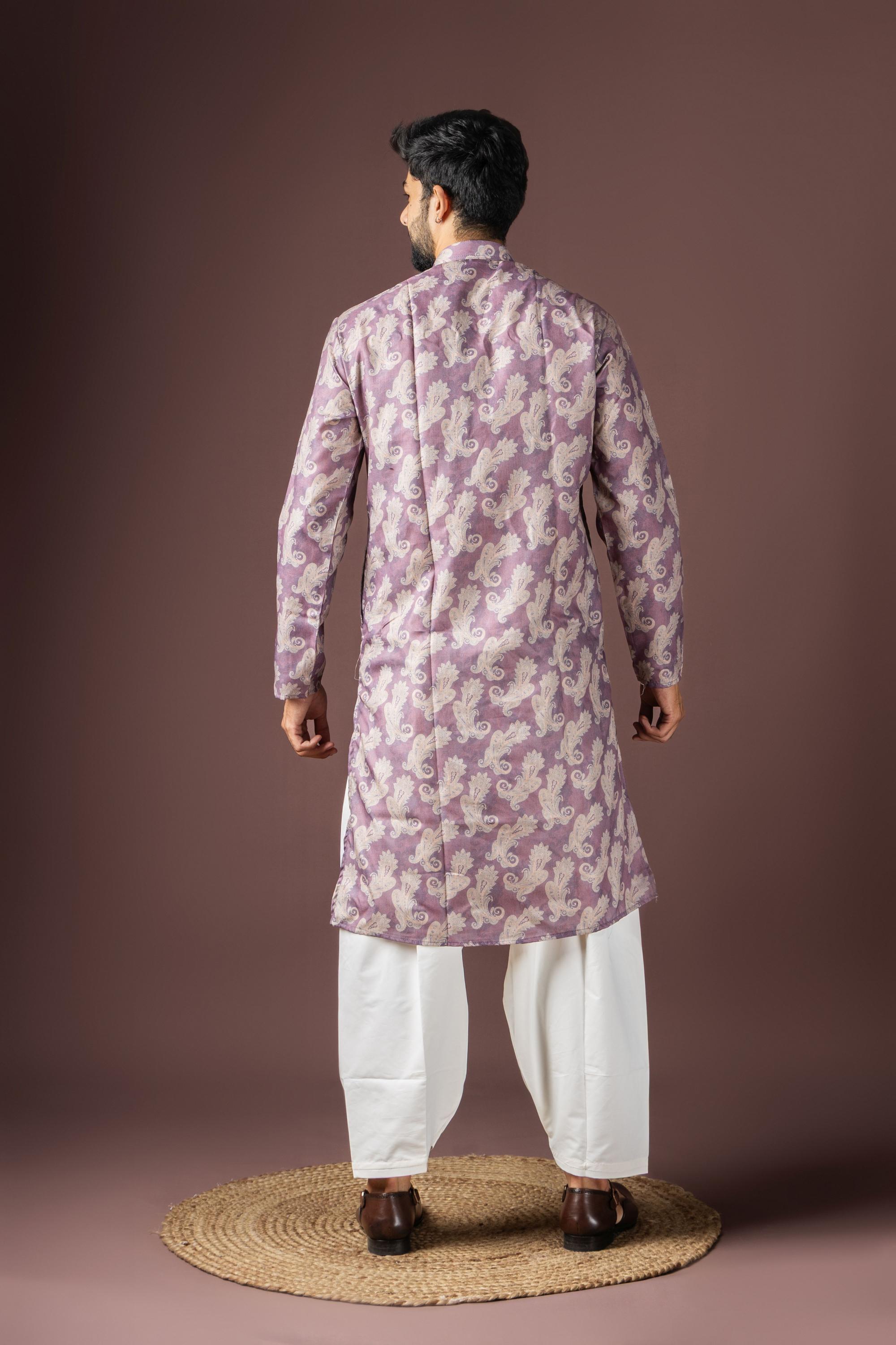 Magenta Blended Cotton Kurta Pyjama — alternate view