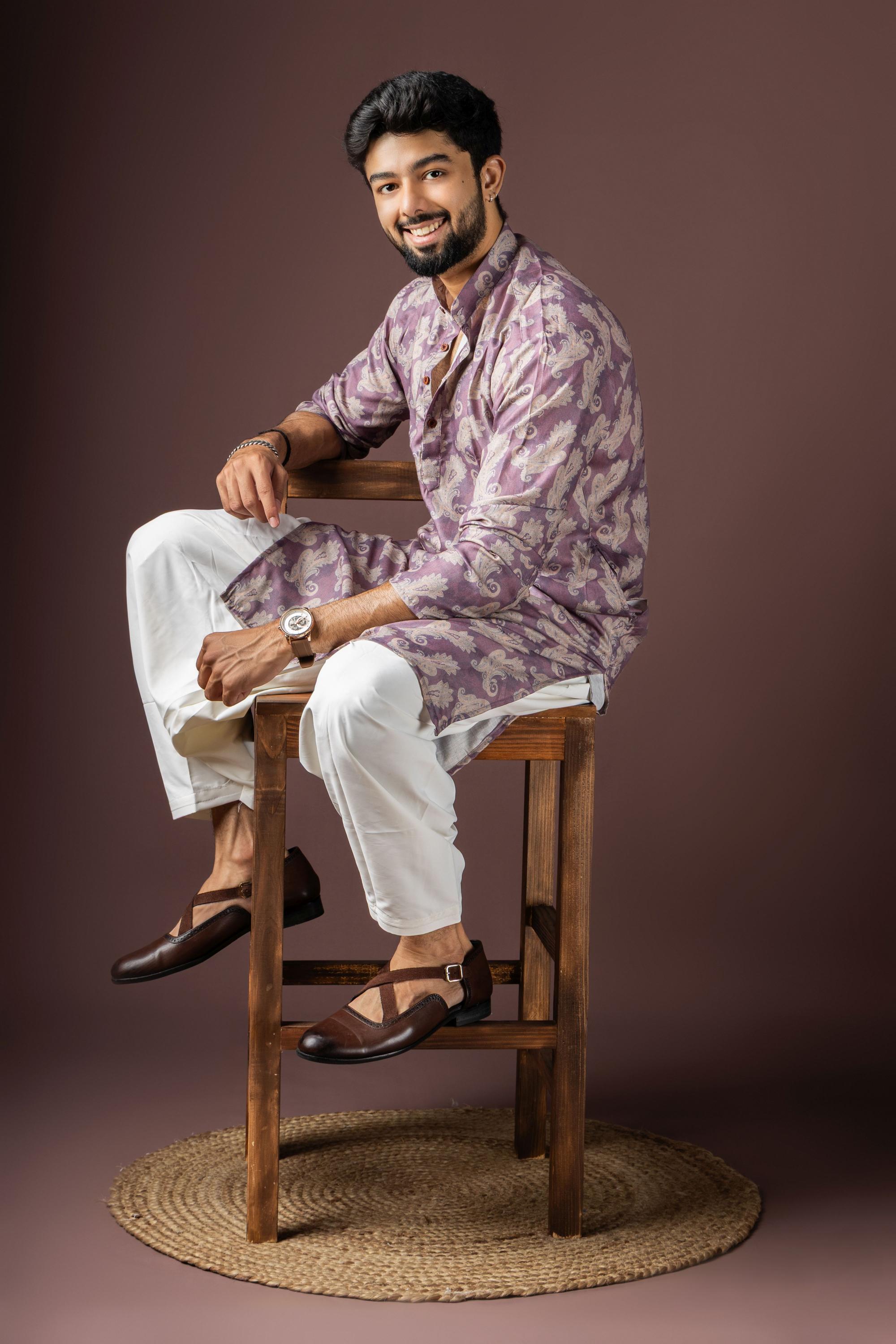 Magenta Blended Cotton Kurta Pyjama