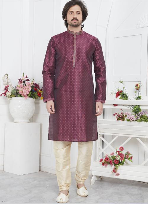 Magenta Embroidered Kurta Pyjama