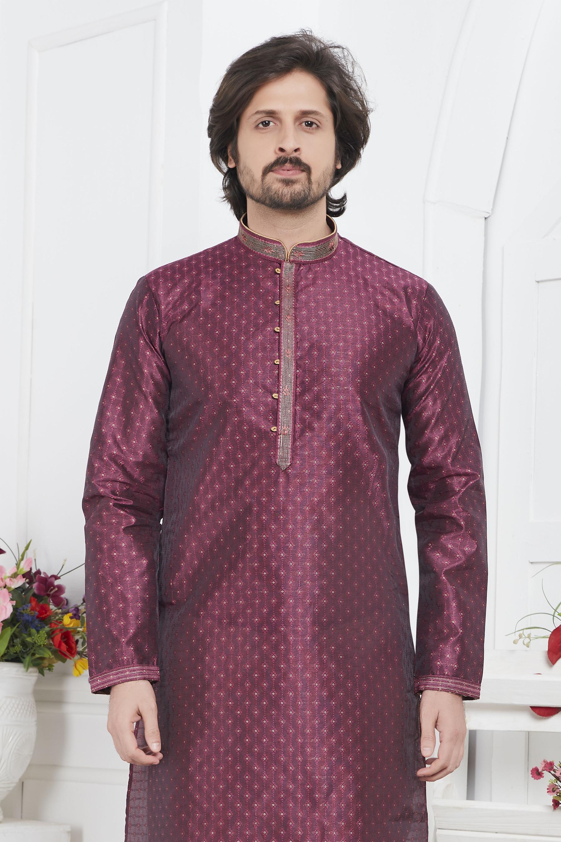 Magenta Embroidered Kurta Pyjama