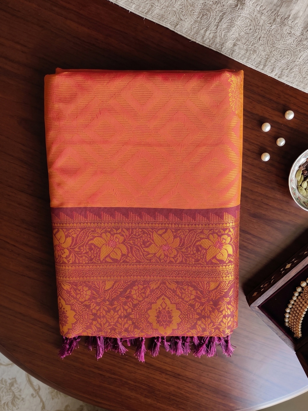 Magenta Geometric Woven Designer Silk Saree