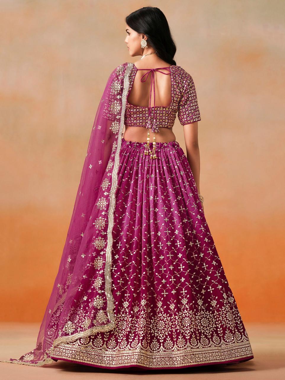 Magenta Georgette Festive Lehenga — alternate view