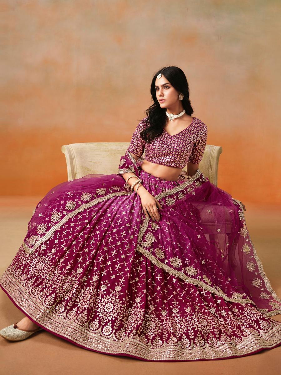 Magenta Georgette Festive Lehenga