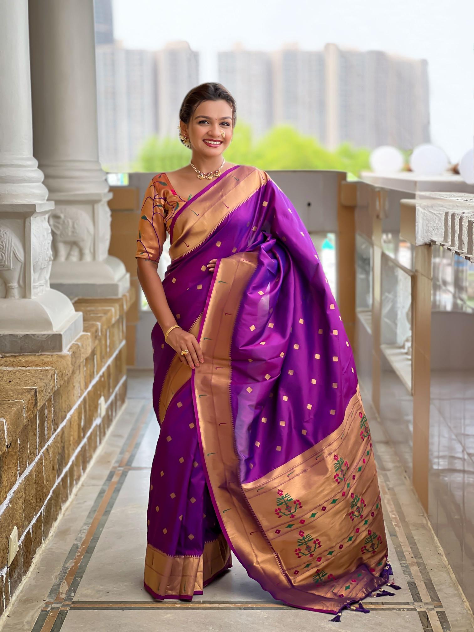 Magenta Gold Paithani Silk Saree