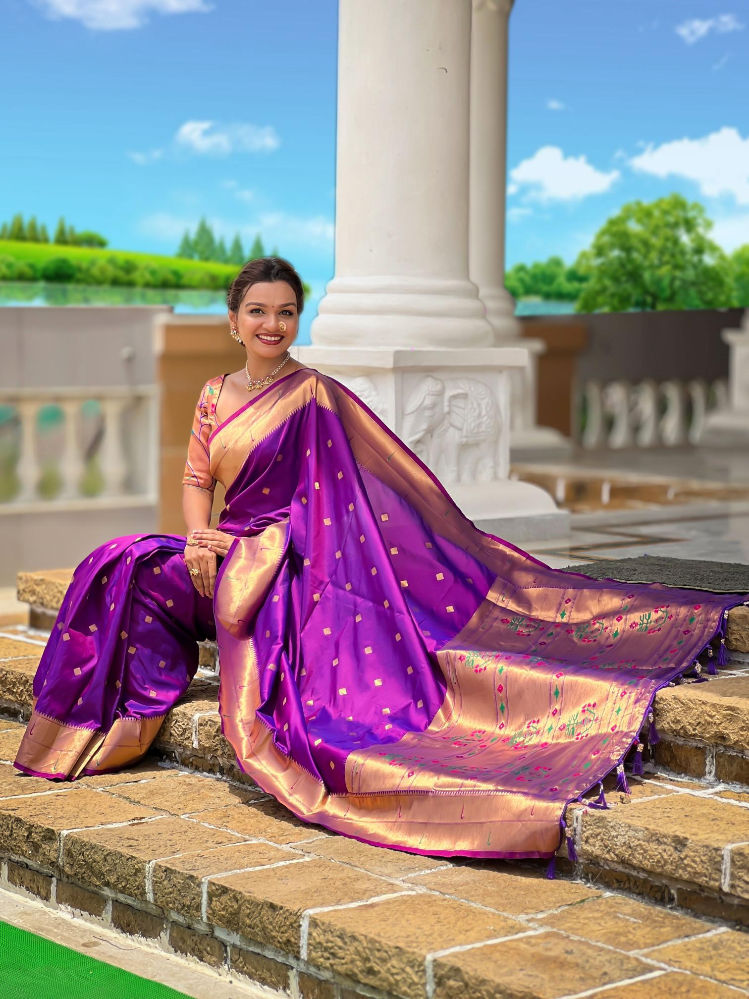Magenta Gold Paithani Silk Saree