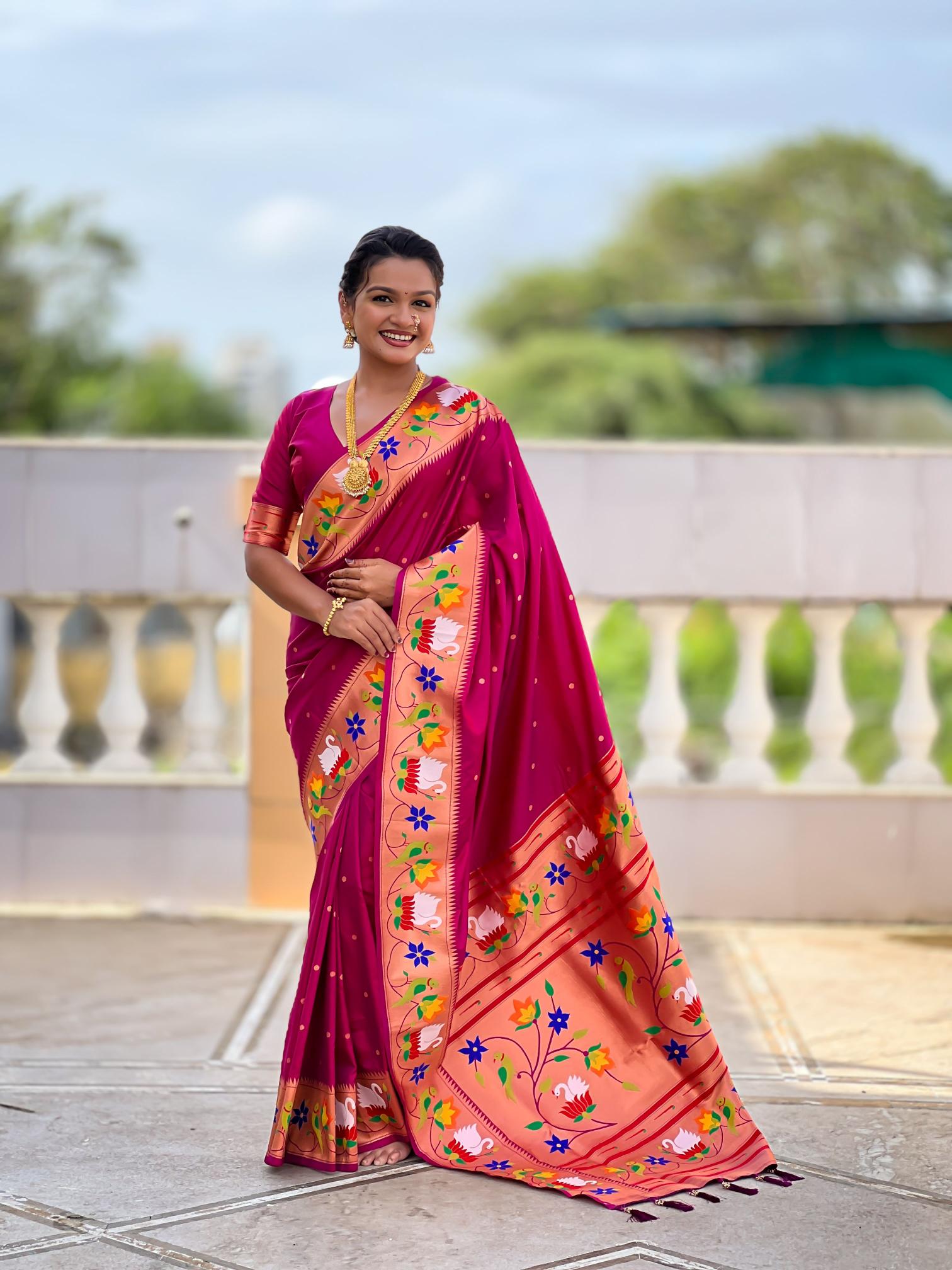 Magenta Paithani Silk Saree