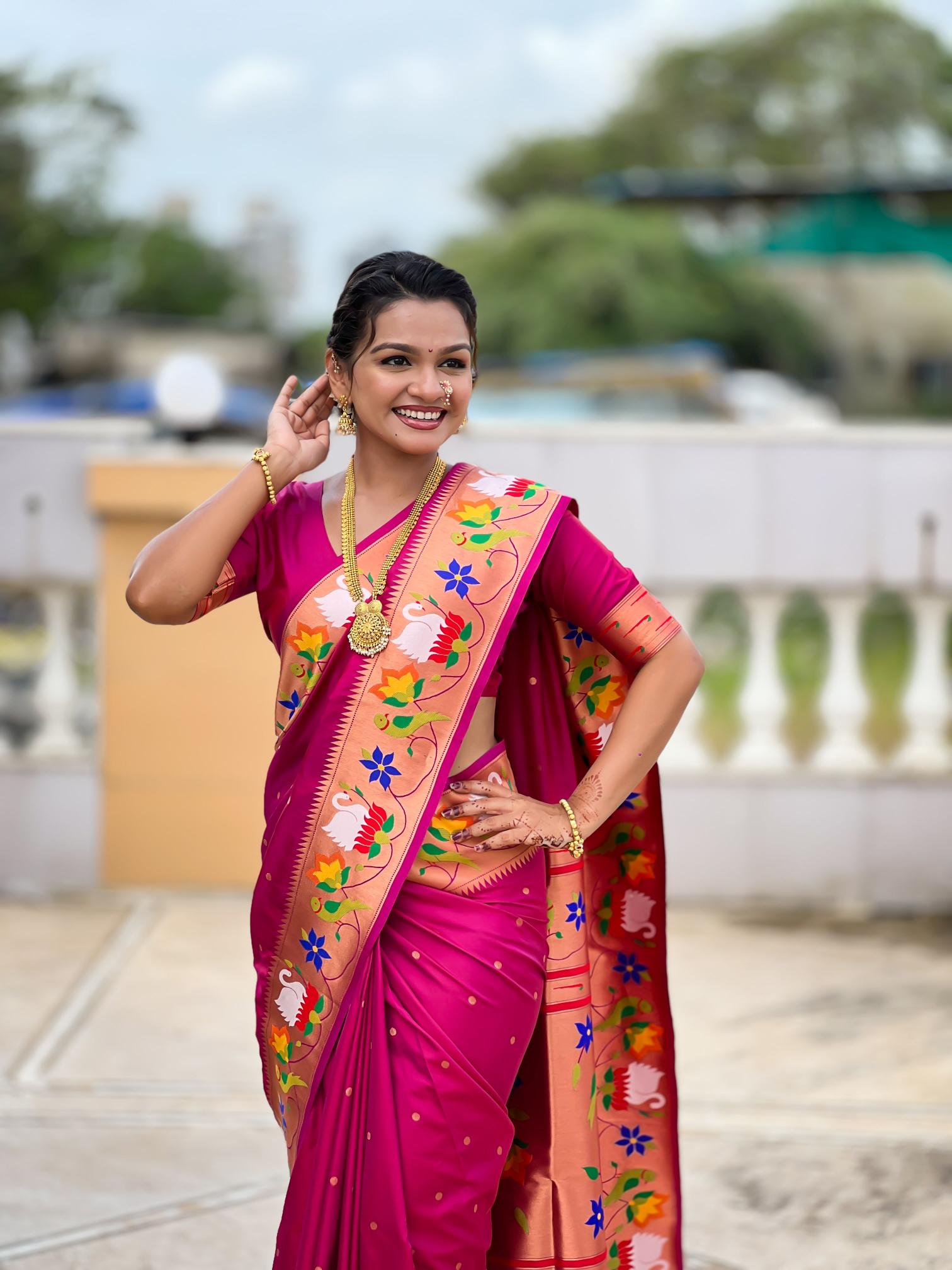 Magenta Paithani Silk Saree