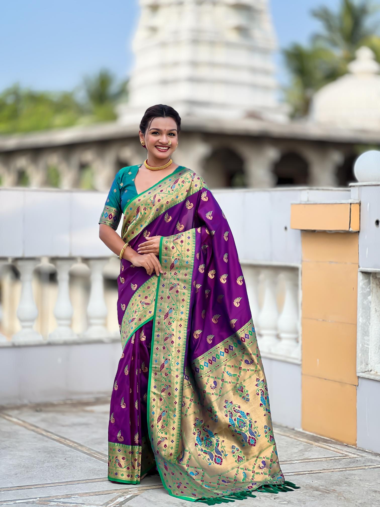 Magenta Paithani Silk Saree
