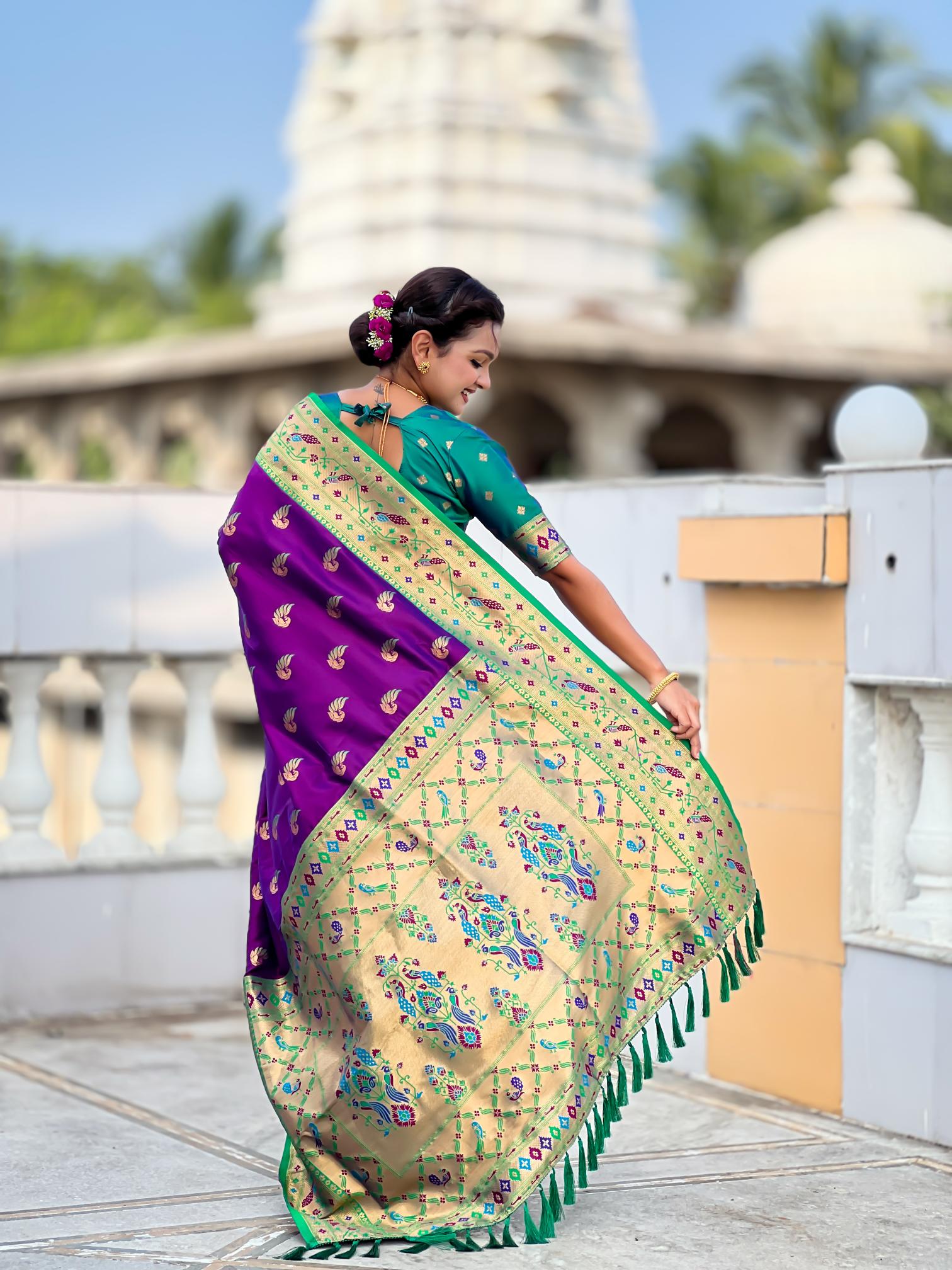 Magenta Paithani Silk Saree — alternate view