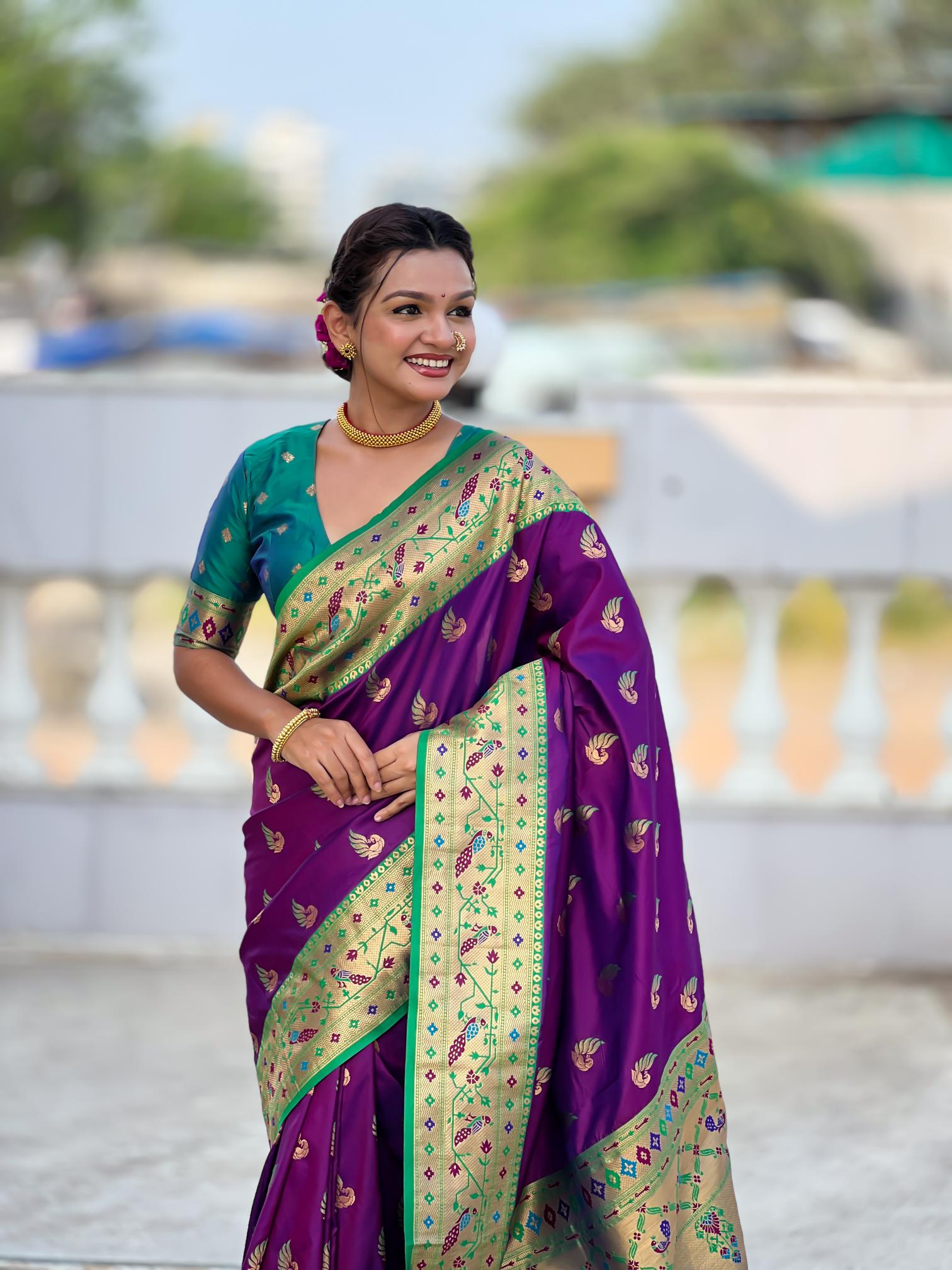 Magenta Paithani Silk Saree