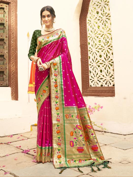 Magenta Silk Blend Saree