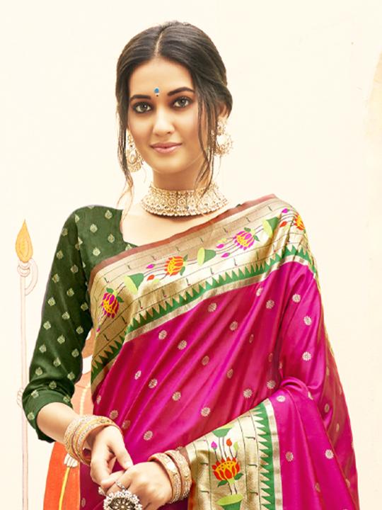 Magenta Silk Blend Saree — alternate view