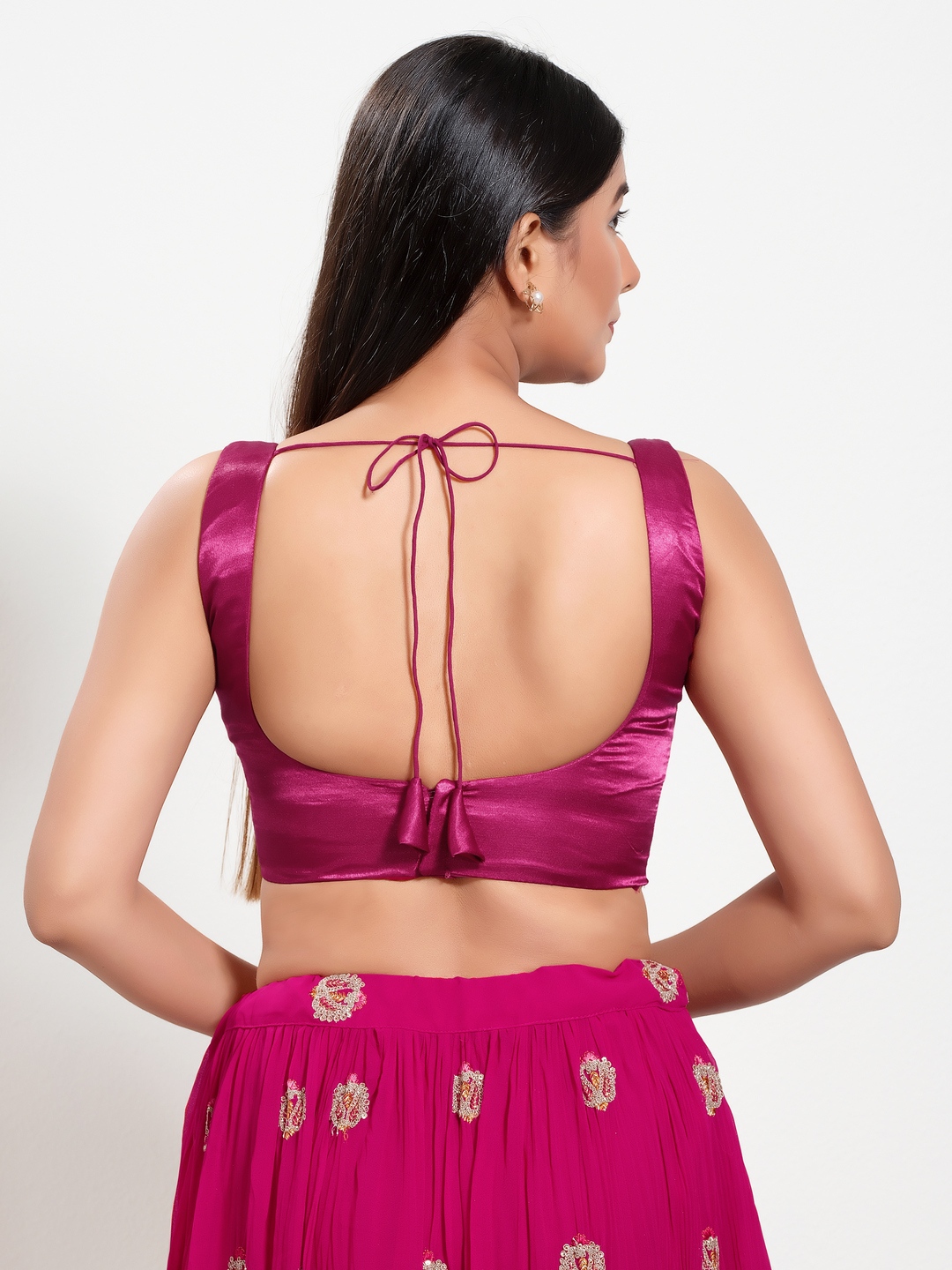 Magenta Silk Readymade Blouse — alternate view