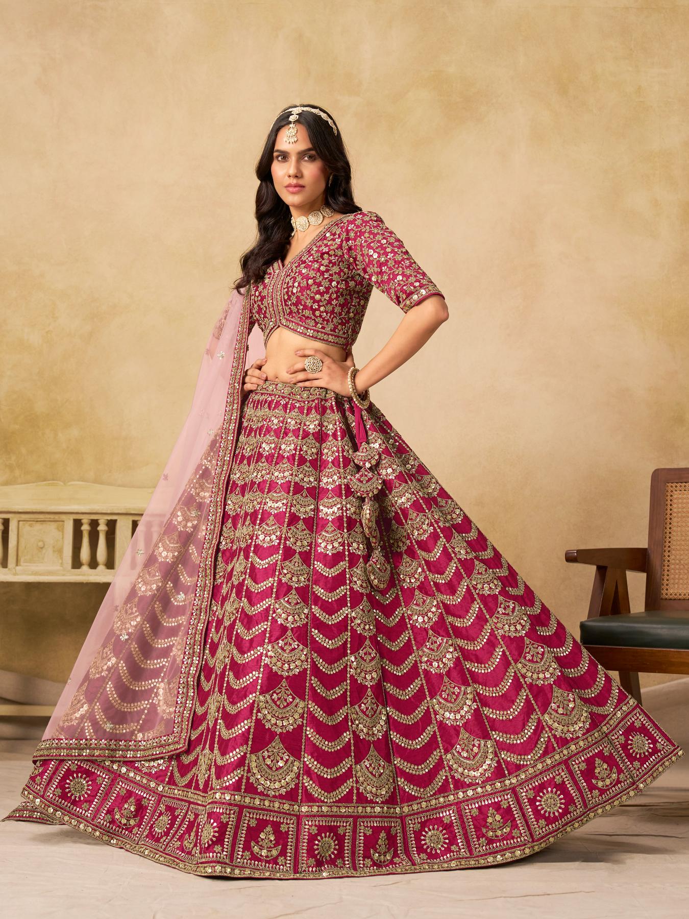 Maroon Art Silk Lehenga Choli