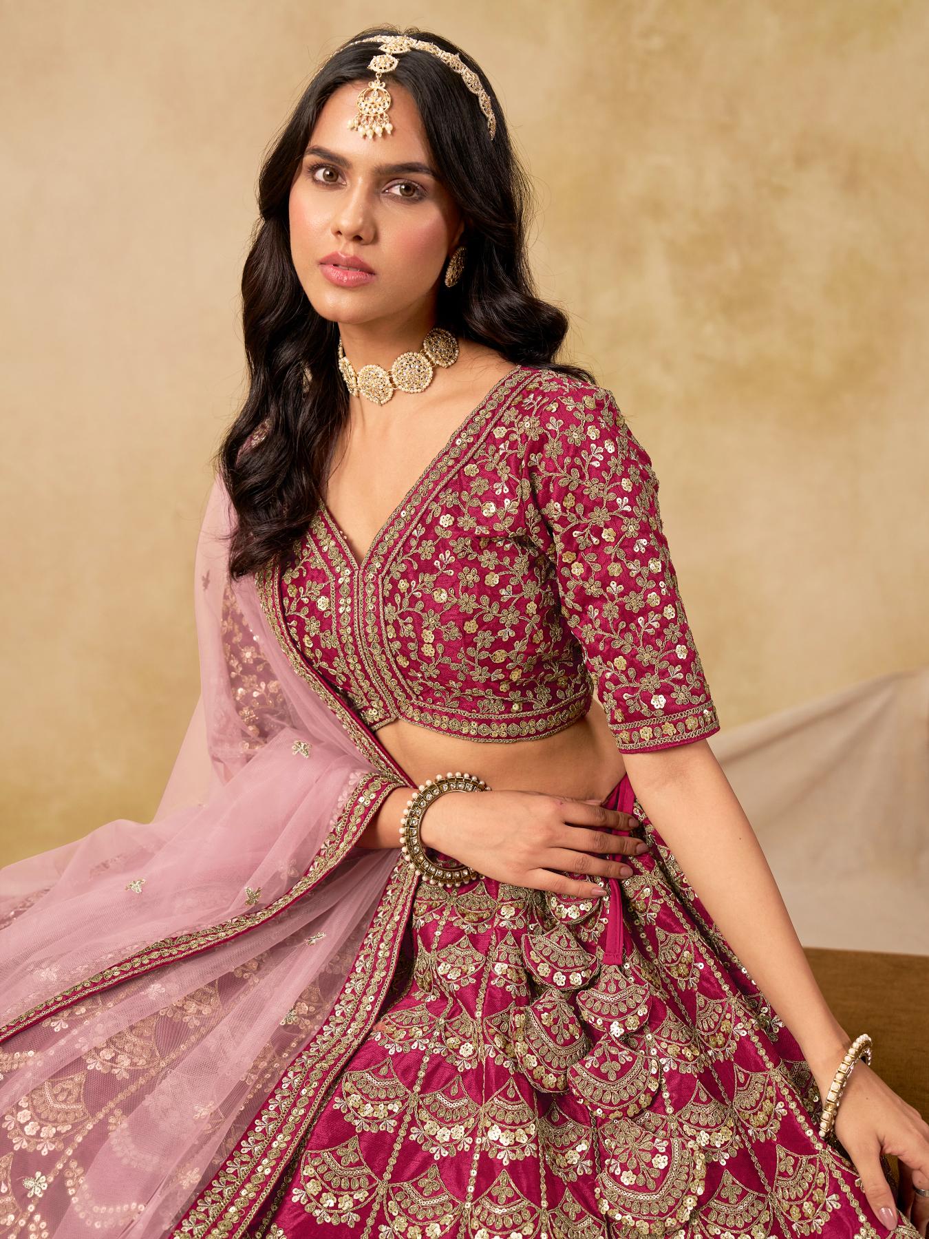 Maroon Art Silk Lehenga Choli