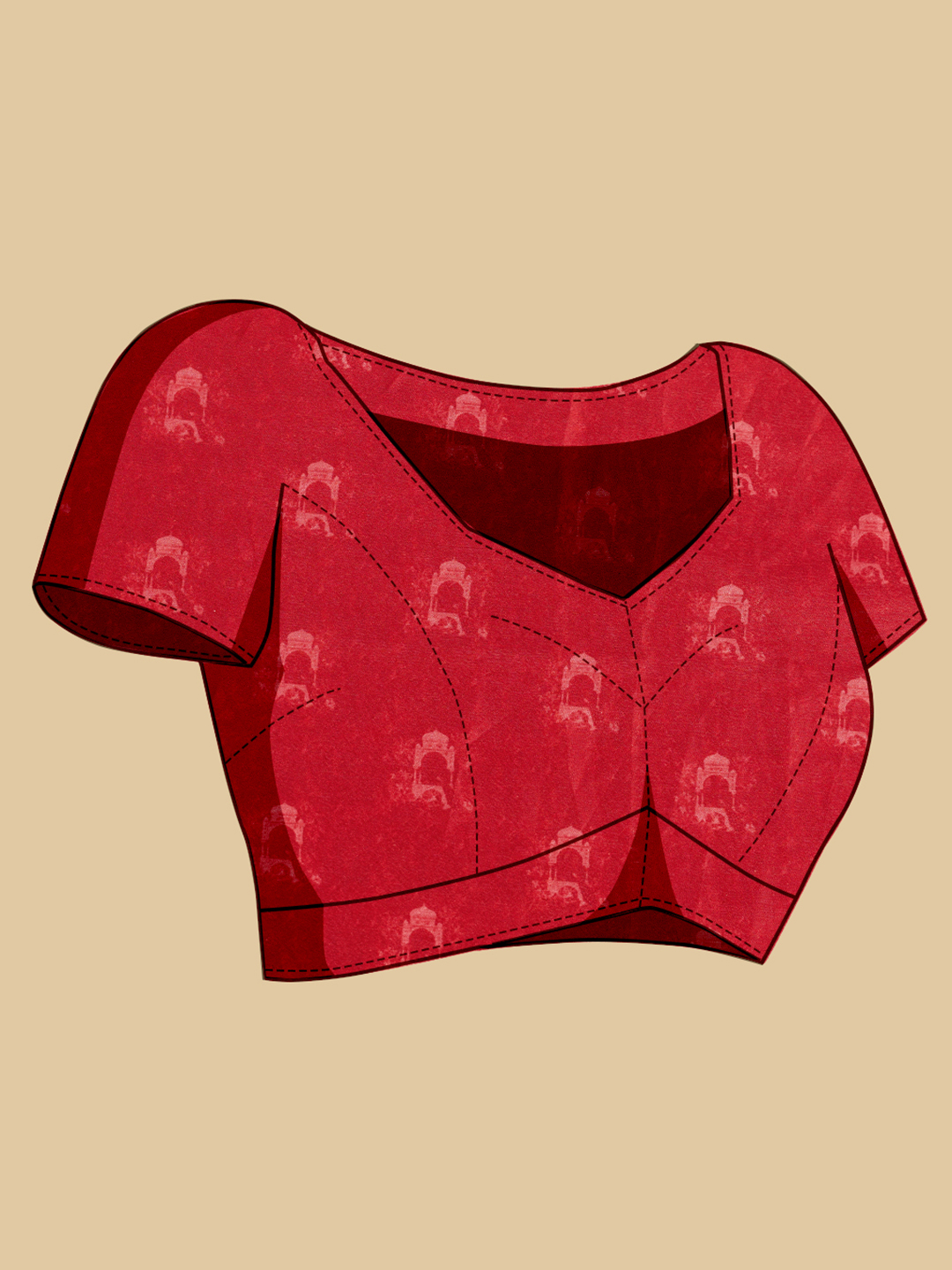 Maroon Bandhani Digital Printed Chinon Silk Saree