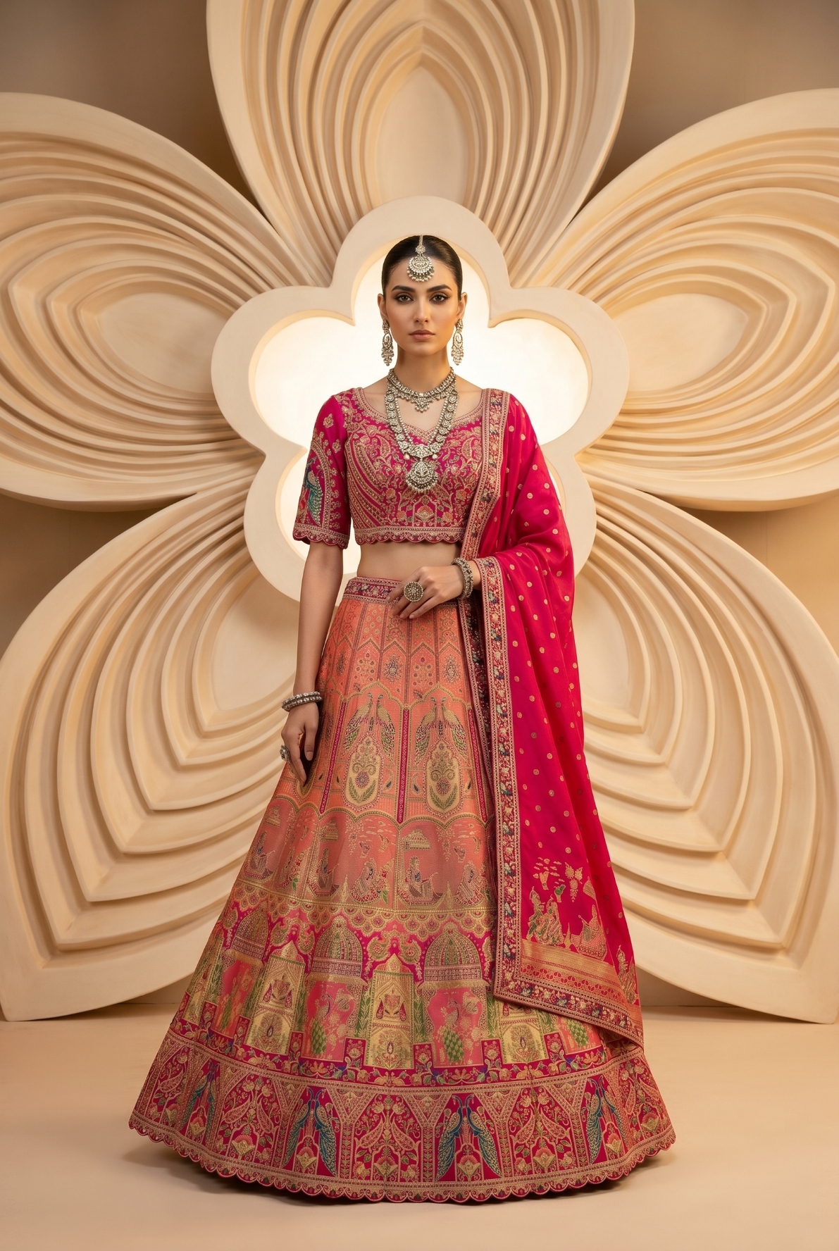 Maroon Cutwork Banarasi Silk Lehenga Choli — alternate view
