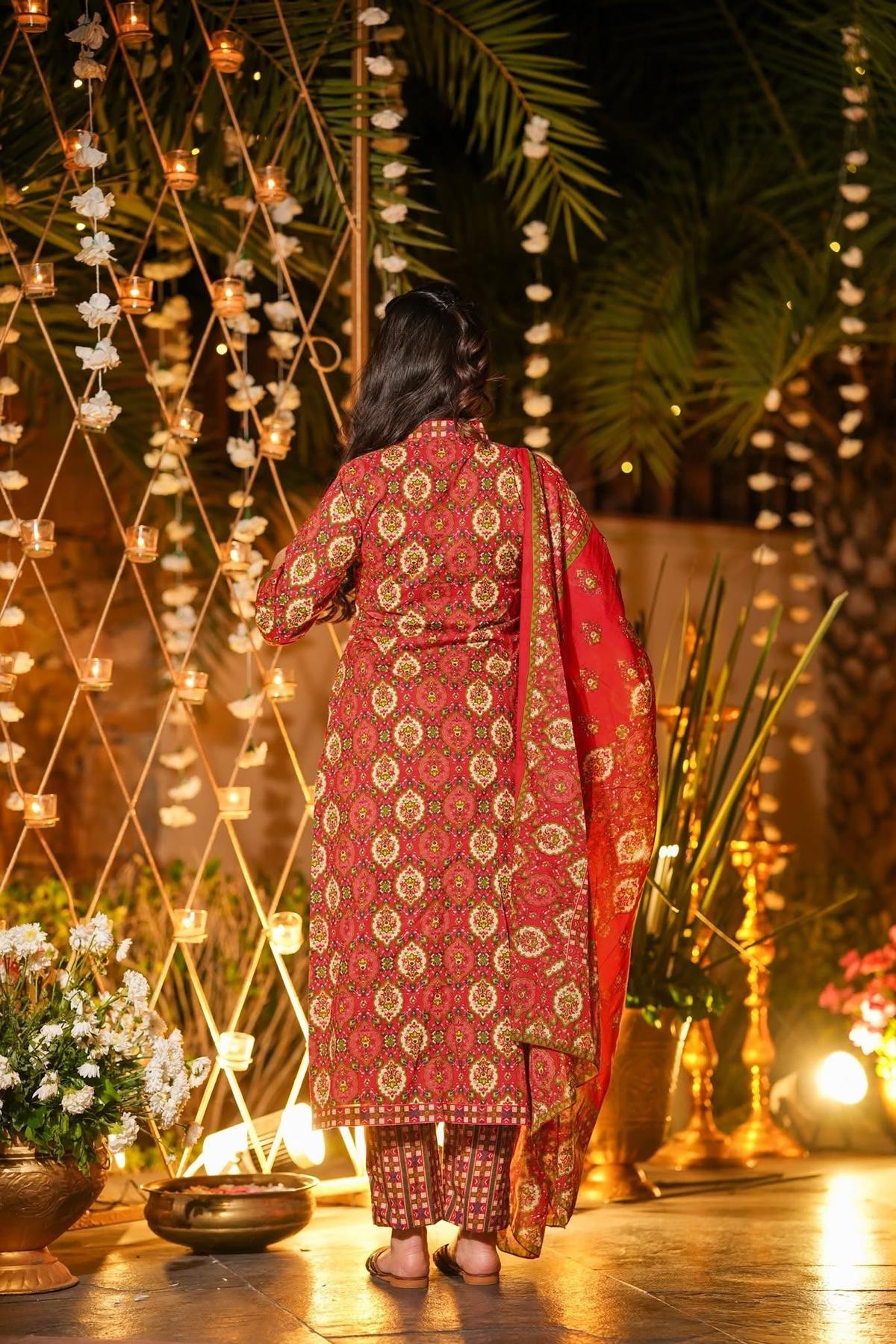 Maroon Designer Digital Printed Muslin Palazzo Suit — alternate view