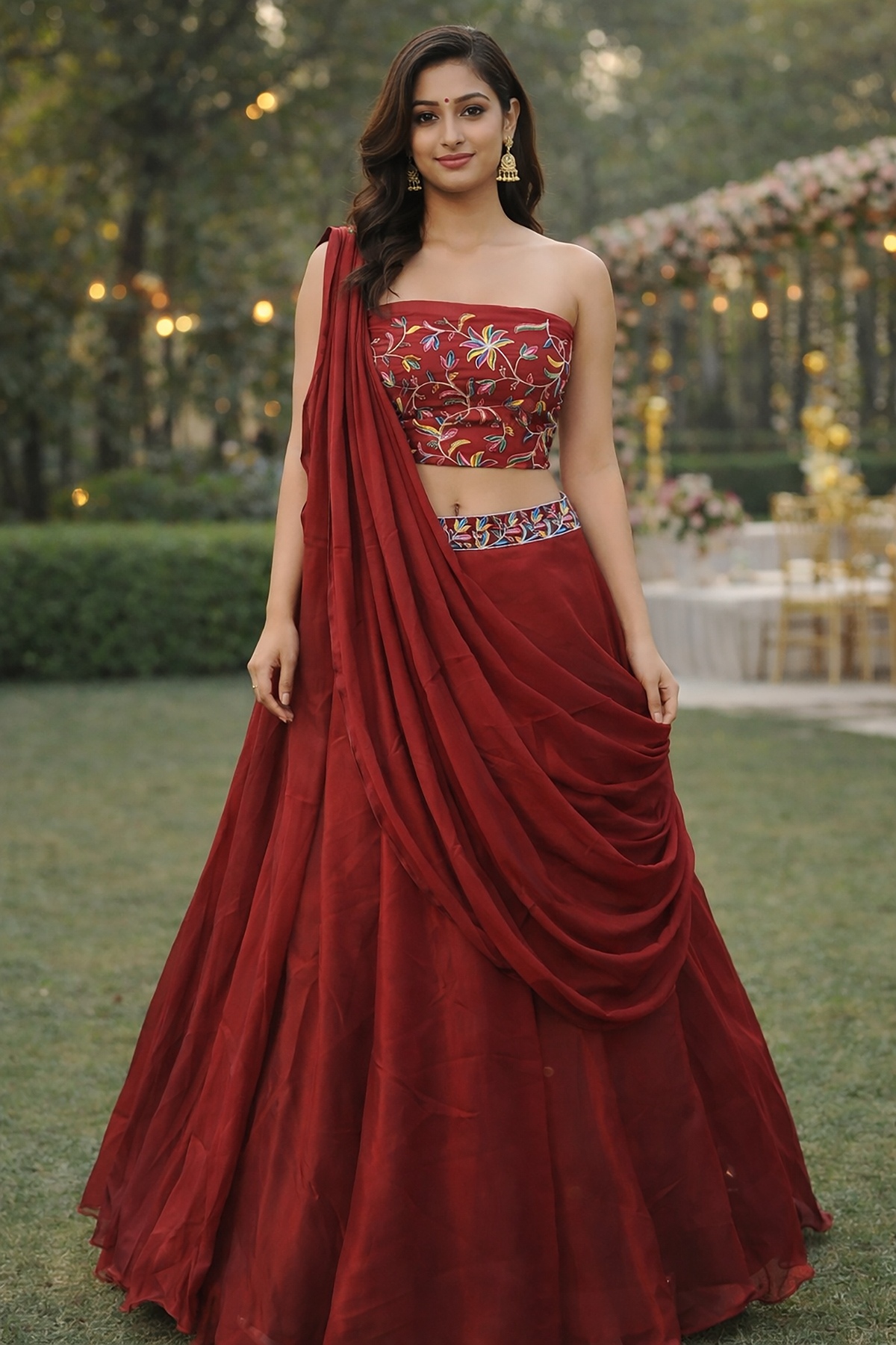 Maroon Embroidered Rangoli Silk Lehenga Choli