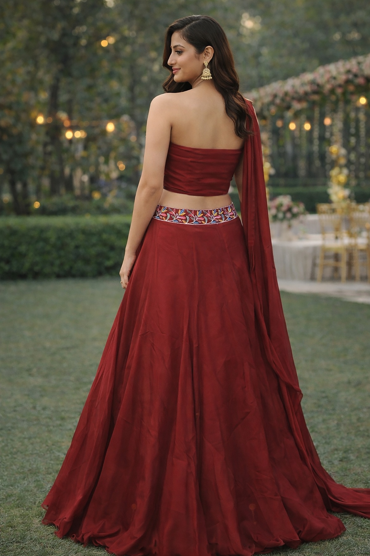 Maroon Embroidered Rangoli Silk Lehenga Choli — alternate view