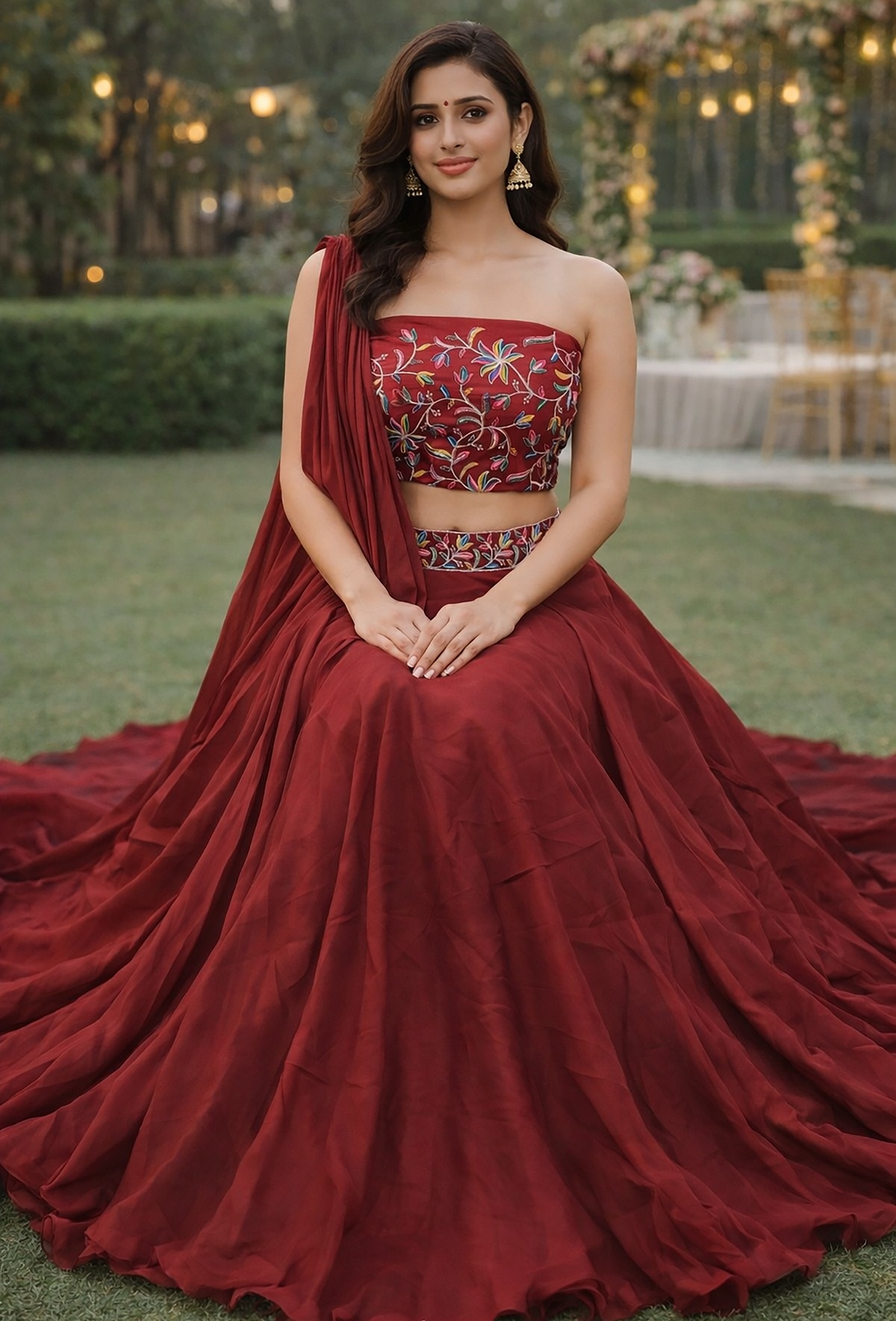 Maroon Embroidered Rangoli Silk Lehenga Choli