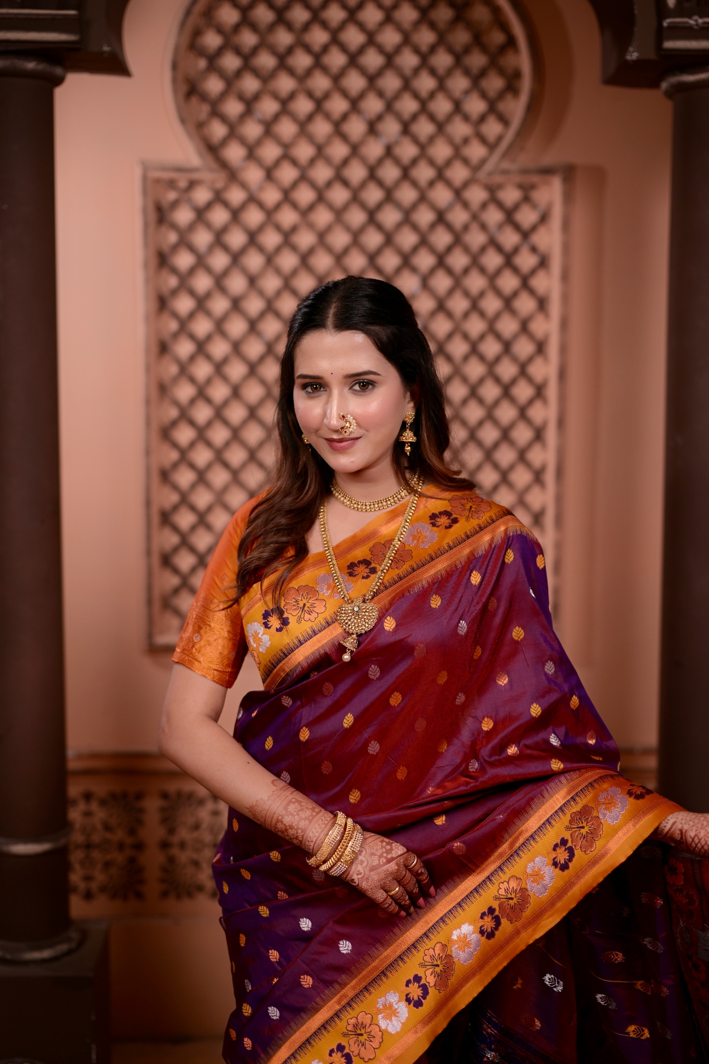 Maroon Ethnic Motif Zari Woven Soft Silk Saree
