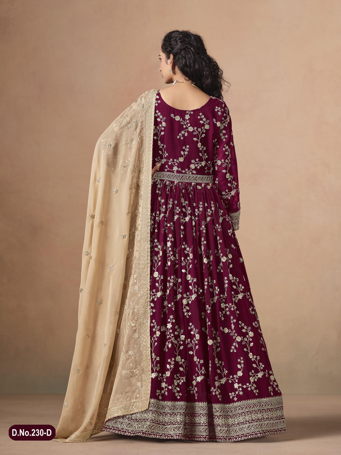 Maroon Faux Georgette Anarkali Suits — alternate view