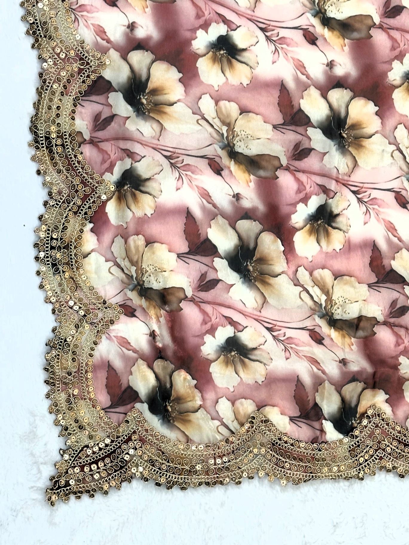 Maroon Floral Digital Print Jimmy Choo Dupatta
