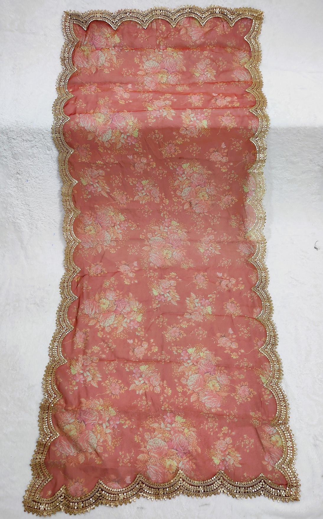 Maroon Floral Printed Art Silk Dupatta