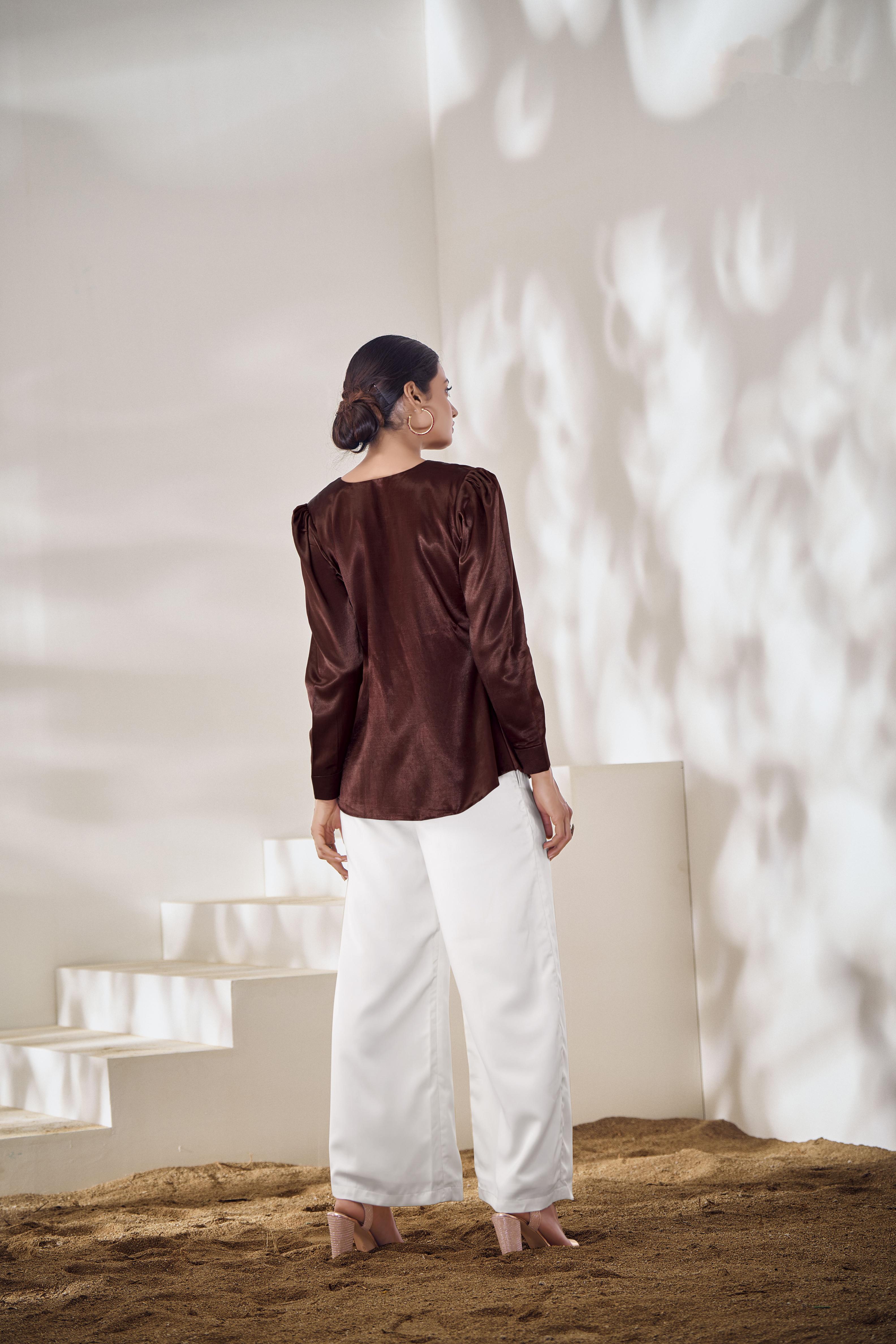 Maroon Gajji Silk Readymade Top — alternate view