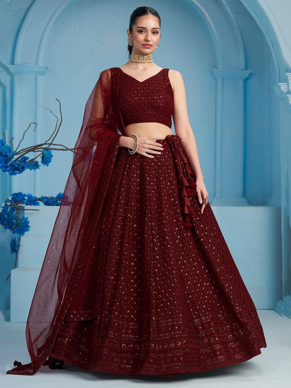 Maroon Georgette Lehenga Choli