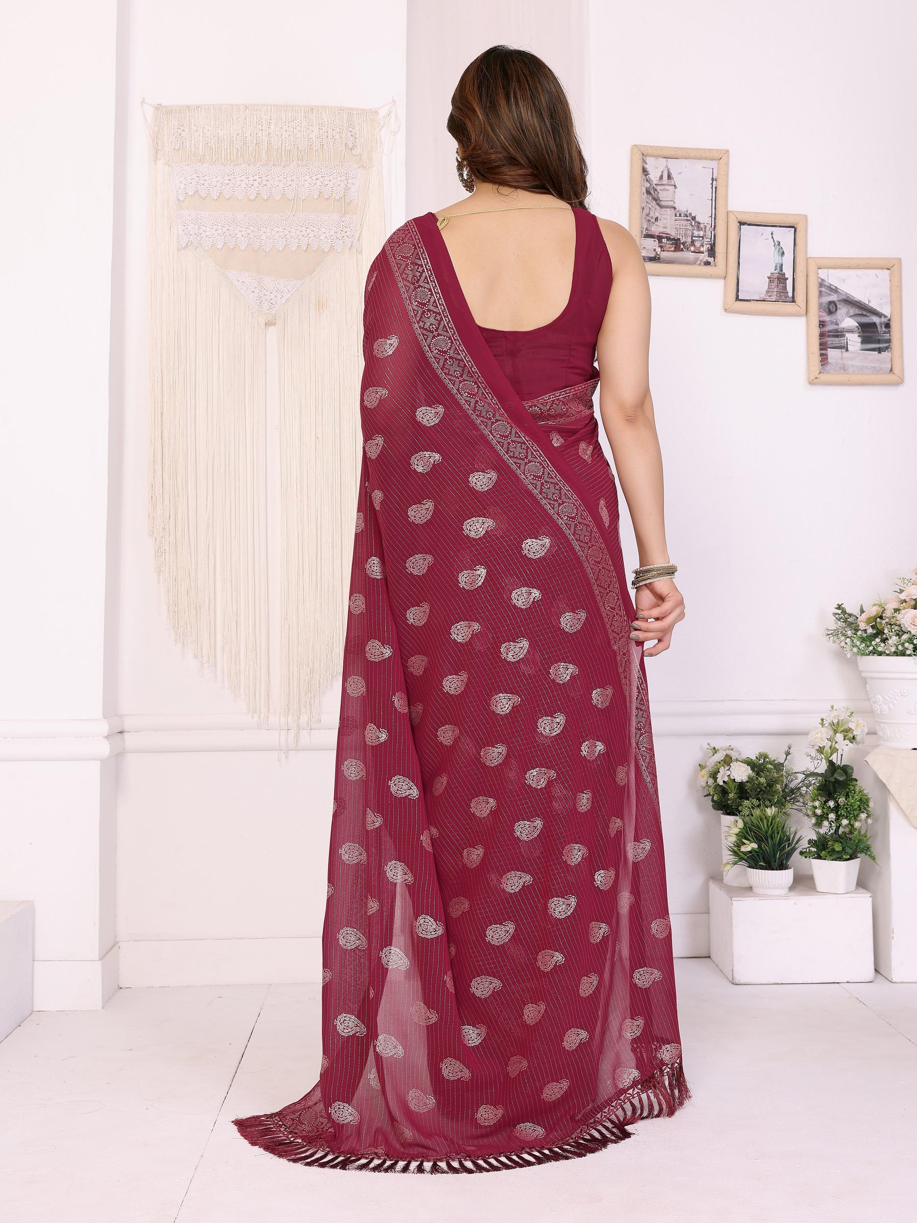 Maroon Georgette Saree — alternate view