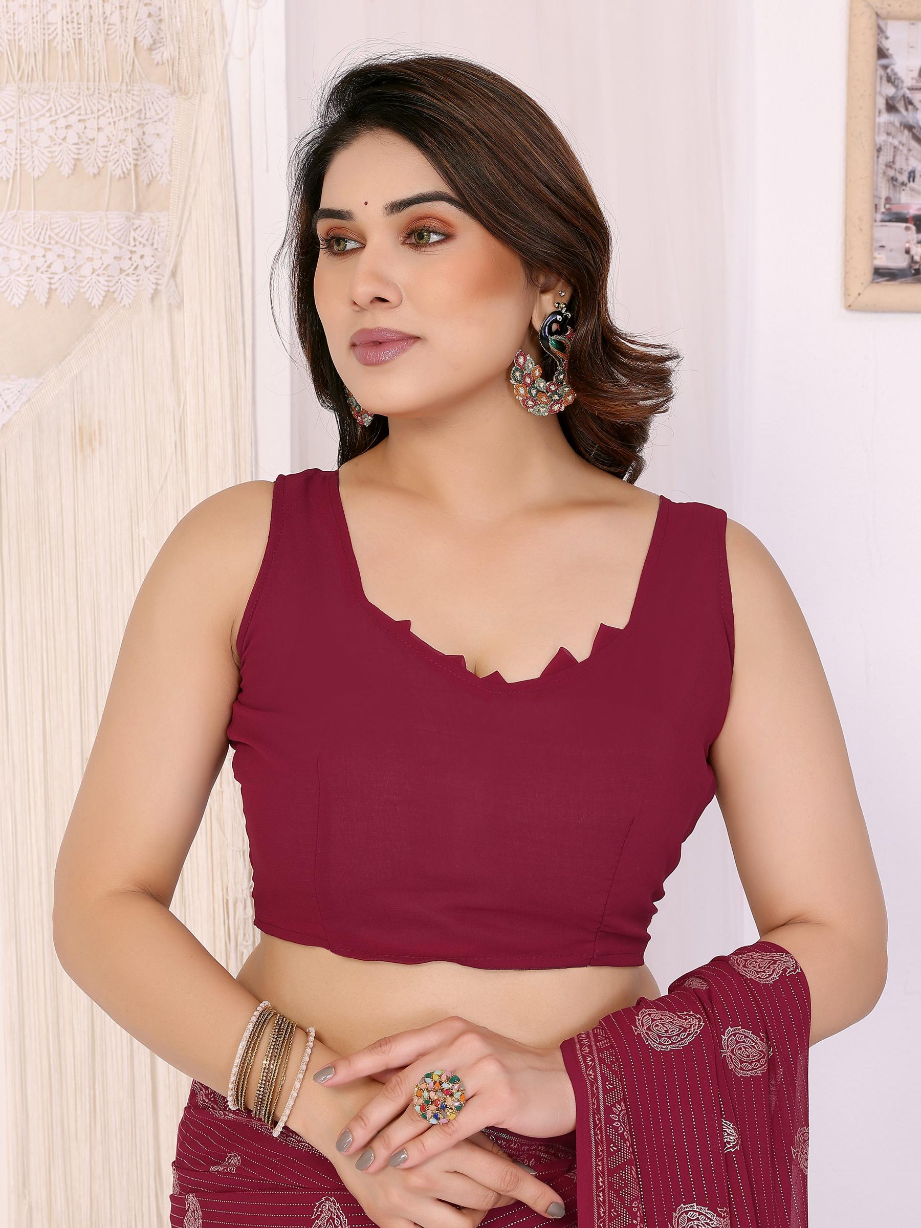 Maroon Georgette Saree