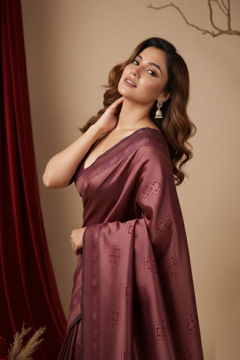 Maroon Heritage Zari Silk Blend Saree