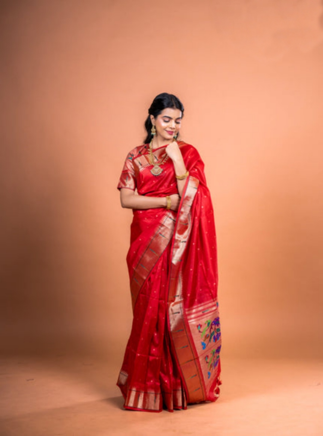 Maroon Khadi Raw Silk Woven Meena Rich Pallu Designer Saree — alternate view