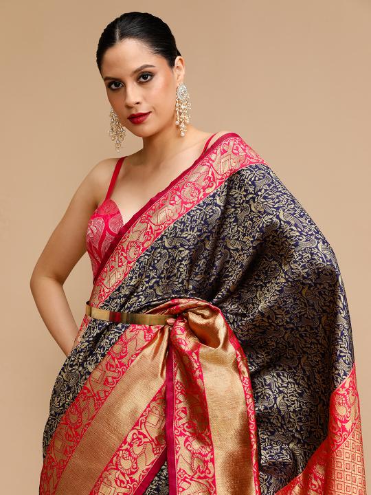 Maroon Lichi Silk Saree