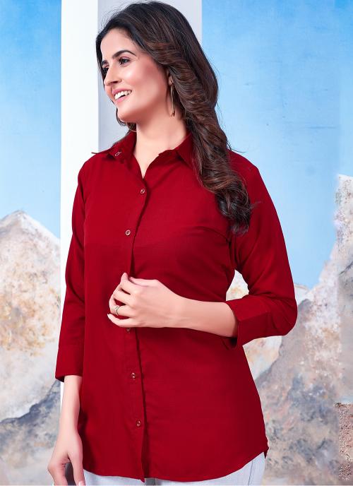 Maroon Maaza Cotton Readymade Shirt